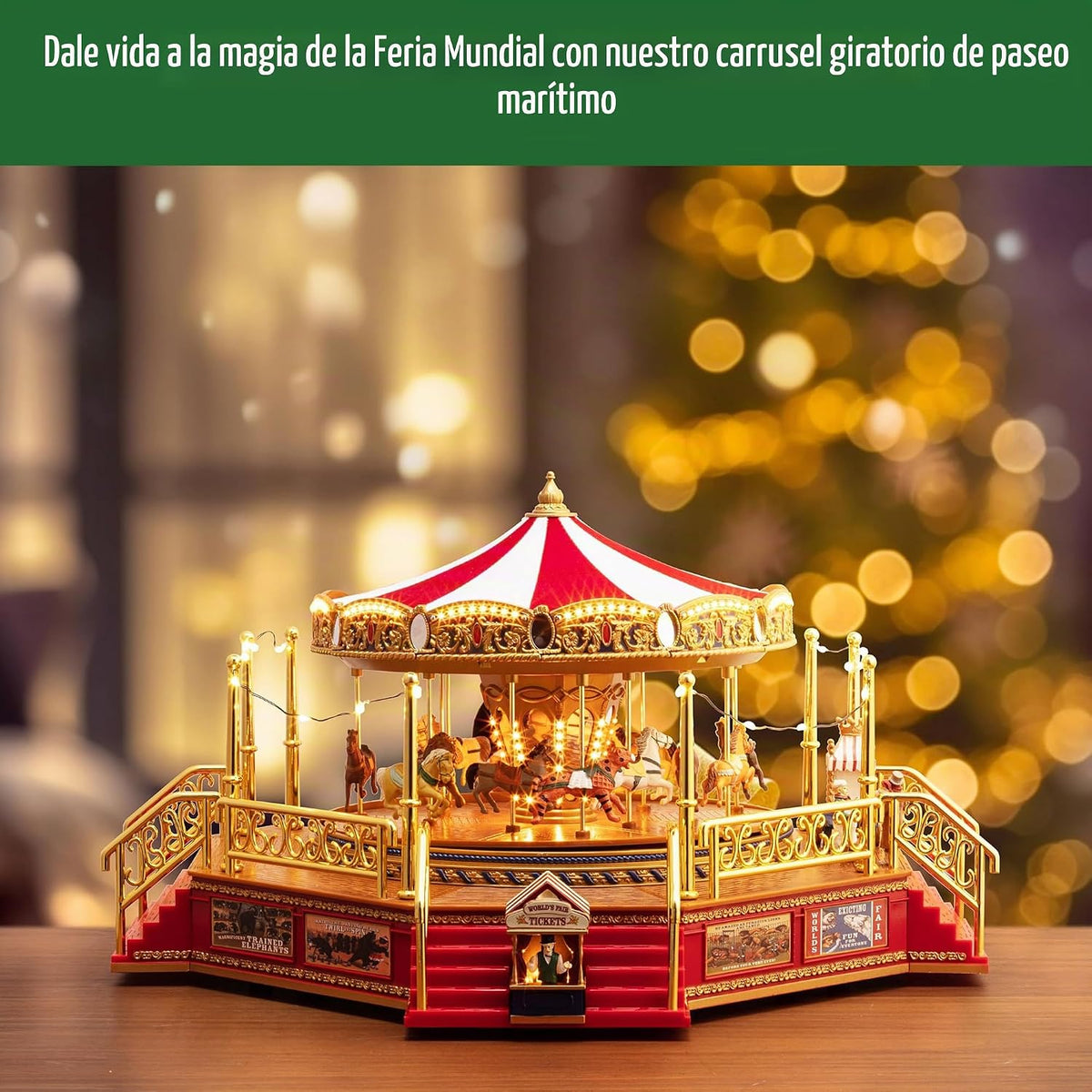Mr. Christmas Carrusel Animado y Musical Gold Label, Decoración Nav...