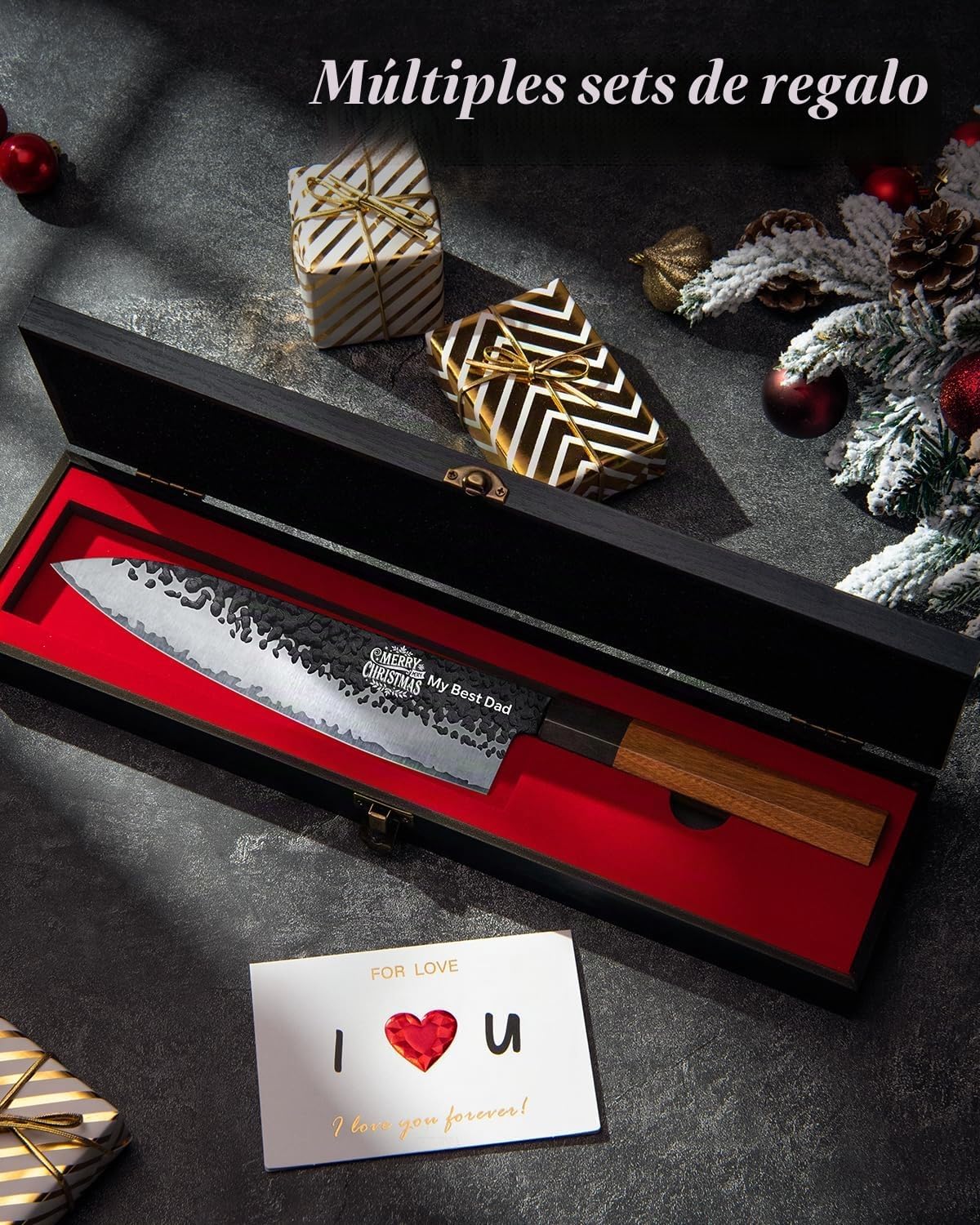 FAMCÜTE Regalos personalizados para hombres, cuchillo japonés perso...