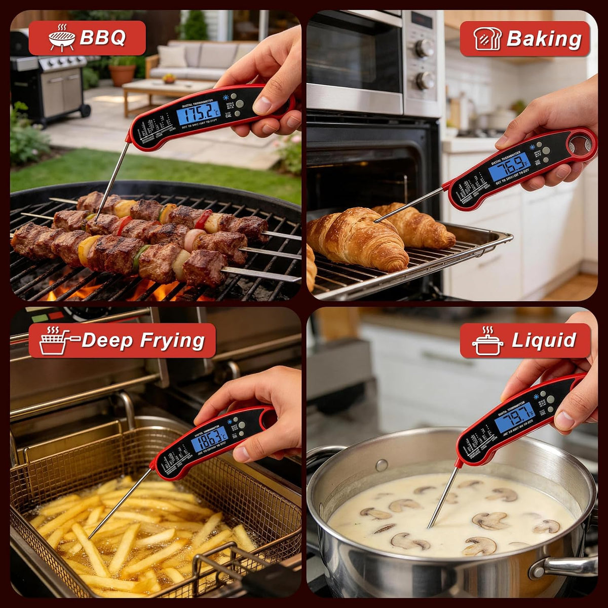 ALLAreN Termómetro para carne digital, termómetro para alimentos de...