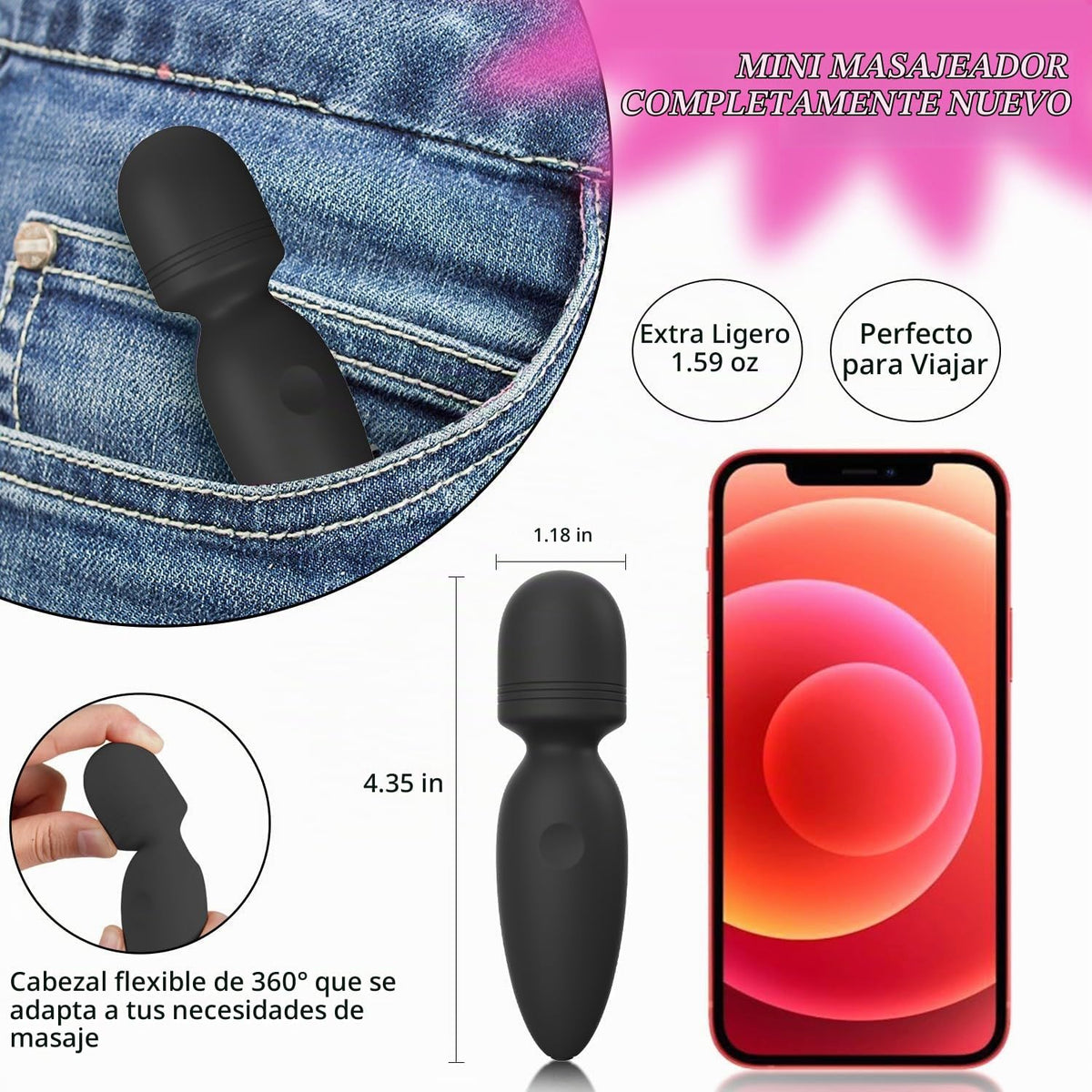 Fuwyiy Mini herramientas de masajeador, pequeño masajeador de mano...