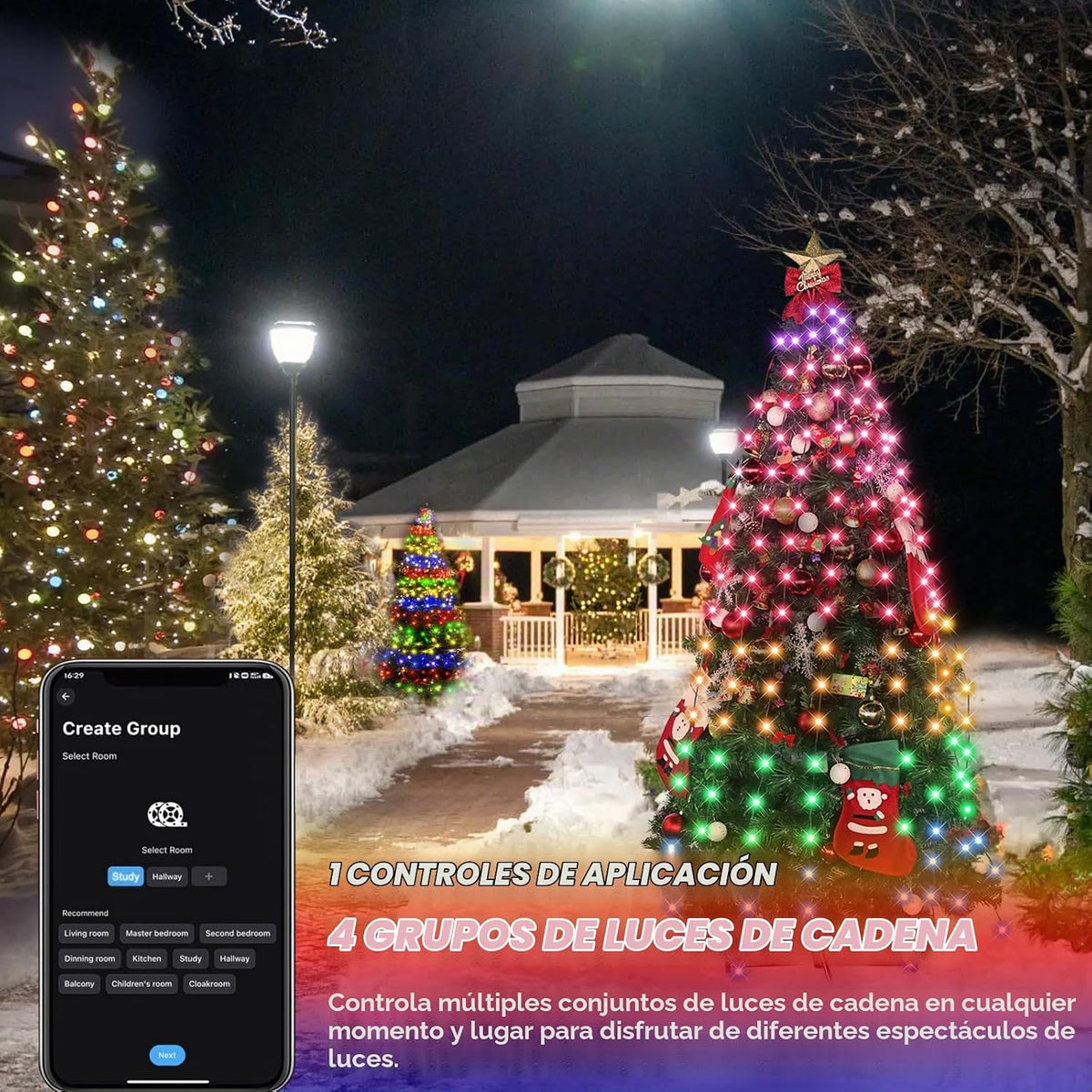 ASTRAEA - Luces inteligentes para árbol de Navidad, 200 LED con apl...