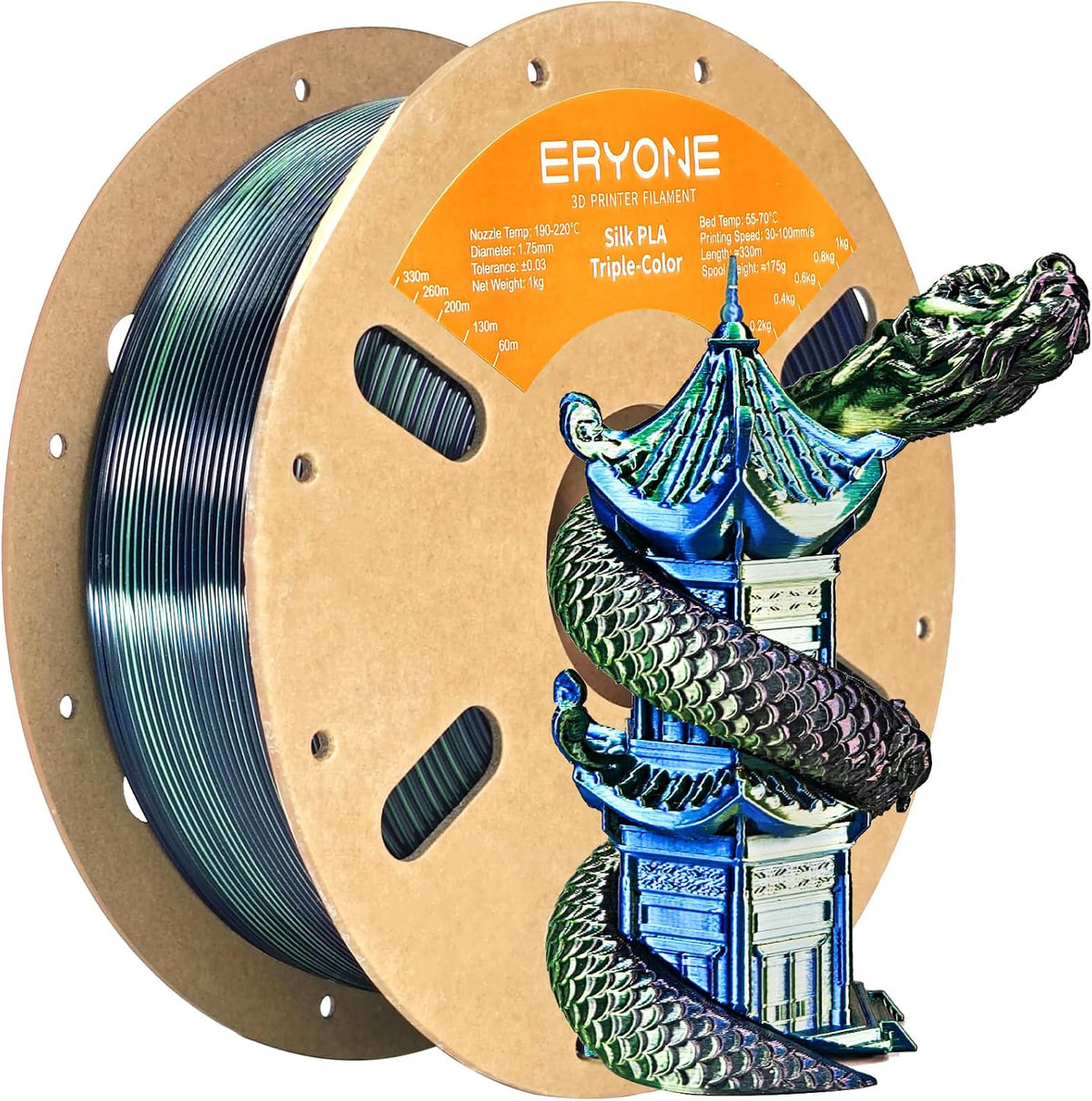 ERYONE Filamento PLA sedoso tricolor para impresora 3D de 1.75mm +\...