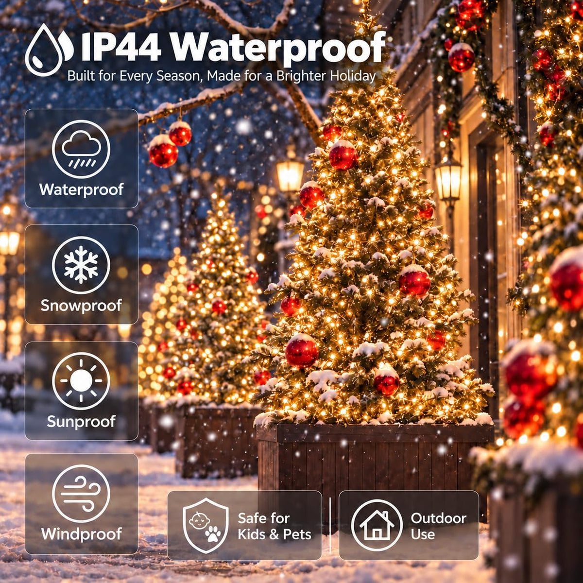 Guirnalda de luces navideñas conectables de 88 pies y 240 LED para...