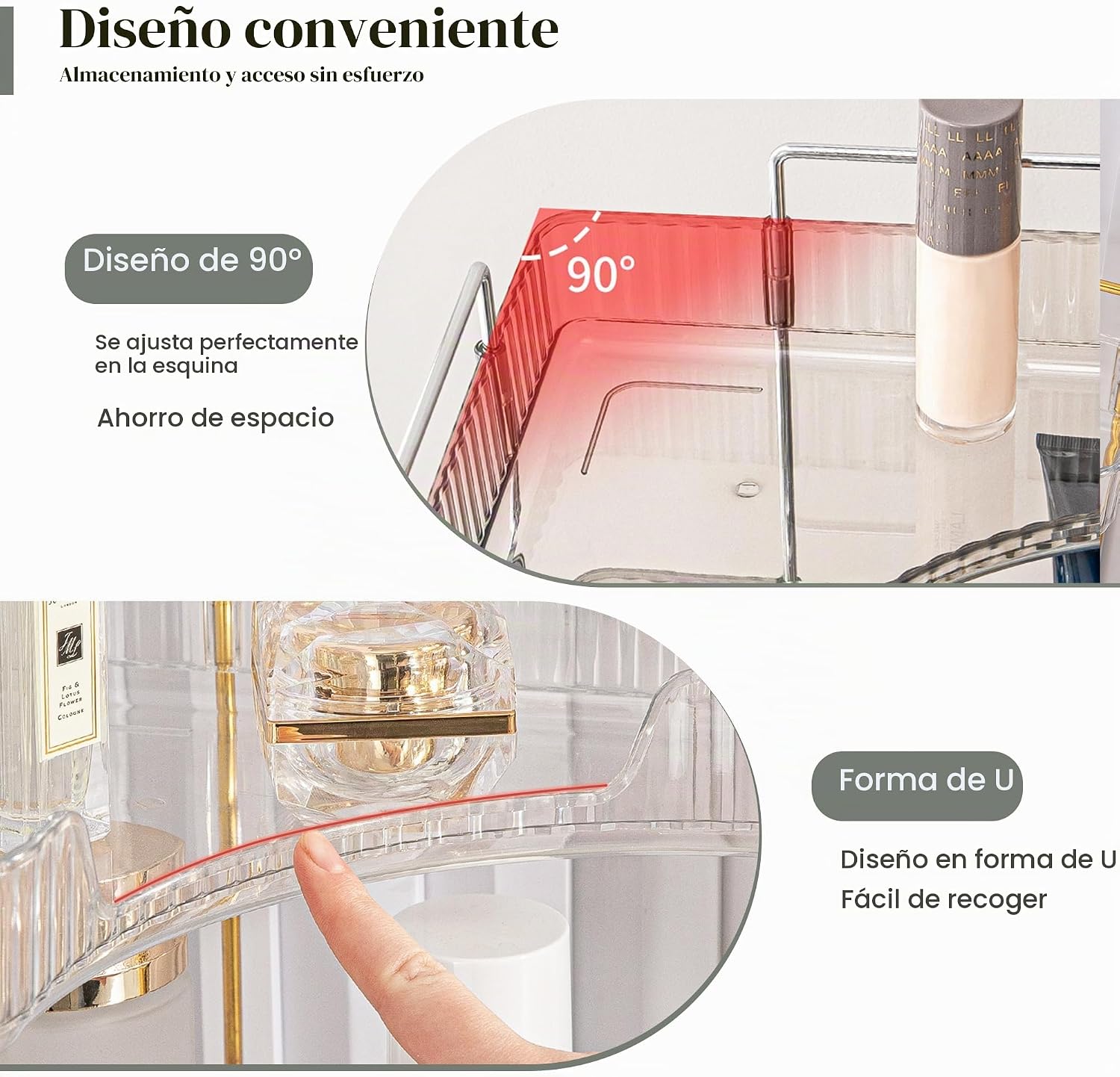 Aveniee Organizador de esquina para mostrador de baño, estante de e...