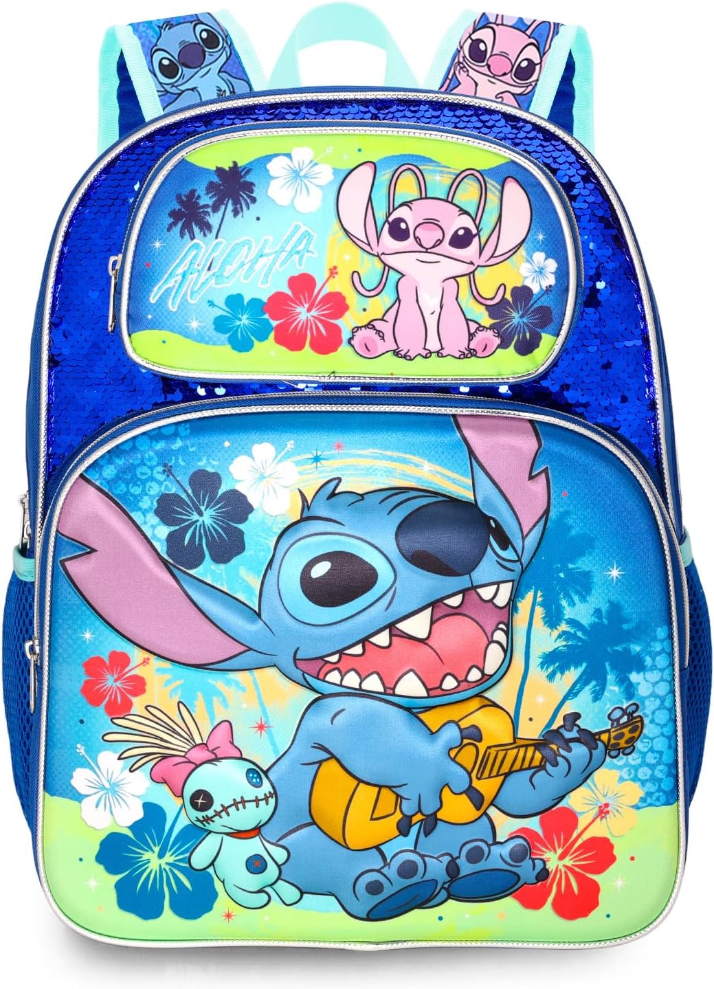 Juego de mochila y lonchera Stitch and Angel para niñas, paquete es...
