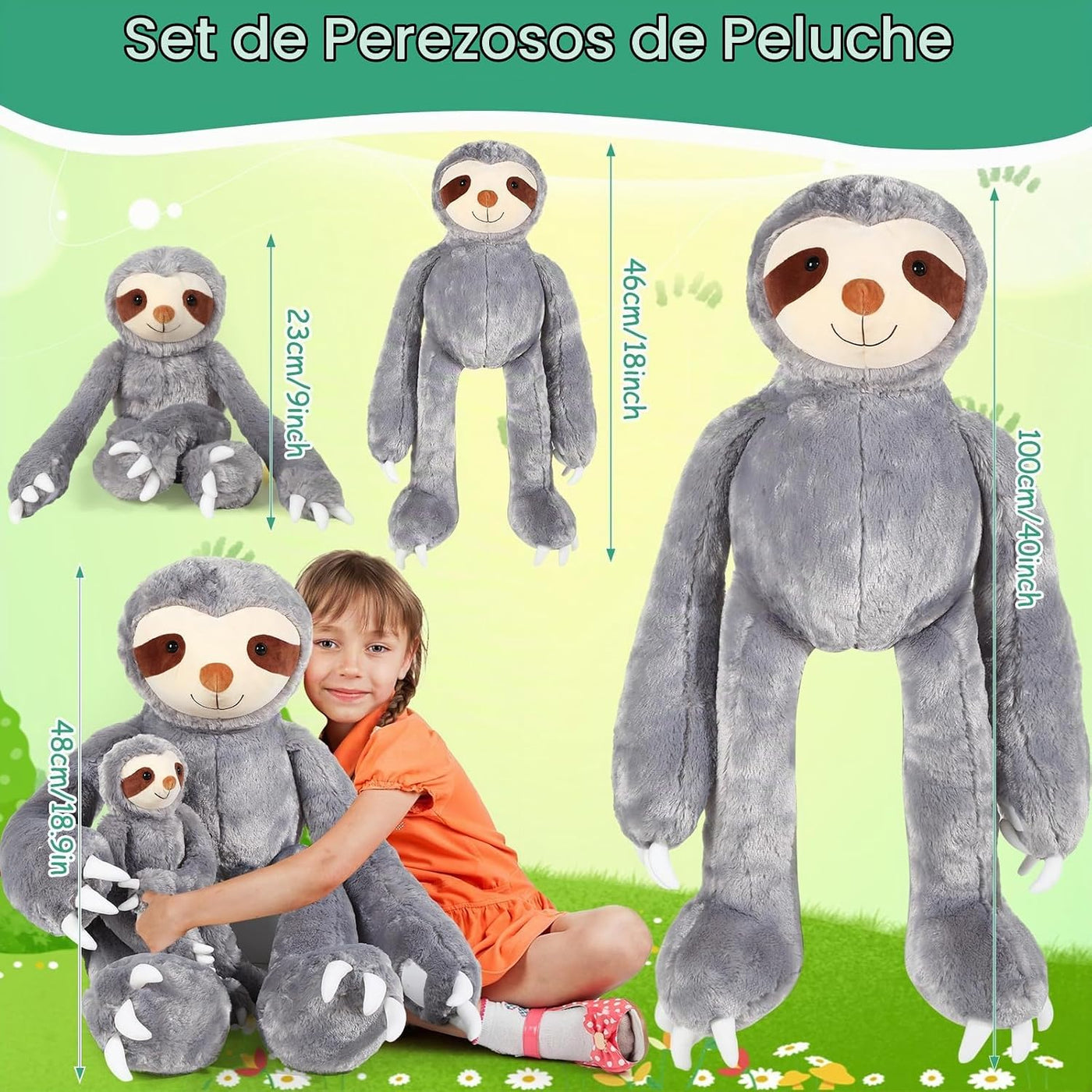 Libima 2 piezas de peluche de perezoso gigante de regalo para niños...
