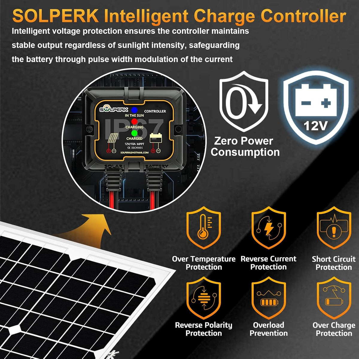 SOLPERK Kit de panel solar, cargador de batería solar impermeable +...