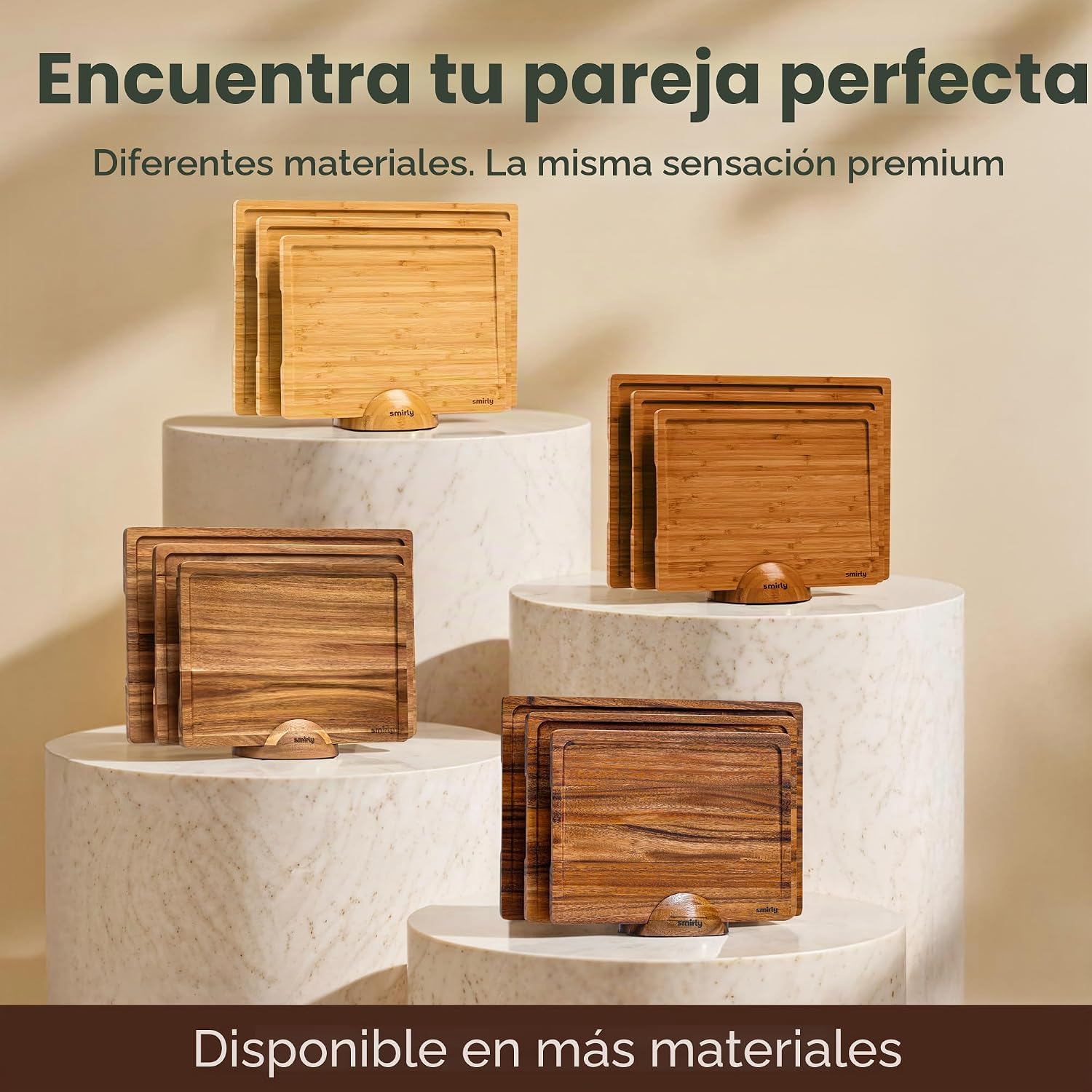 SMIRLY Juego de tablas de cortar de madera para cocina, juego de ta...