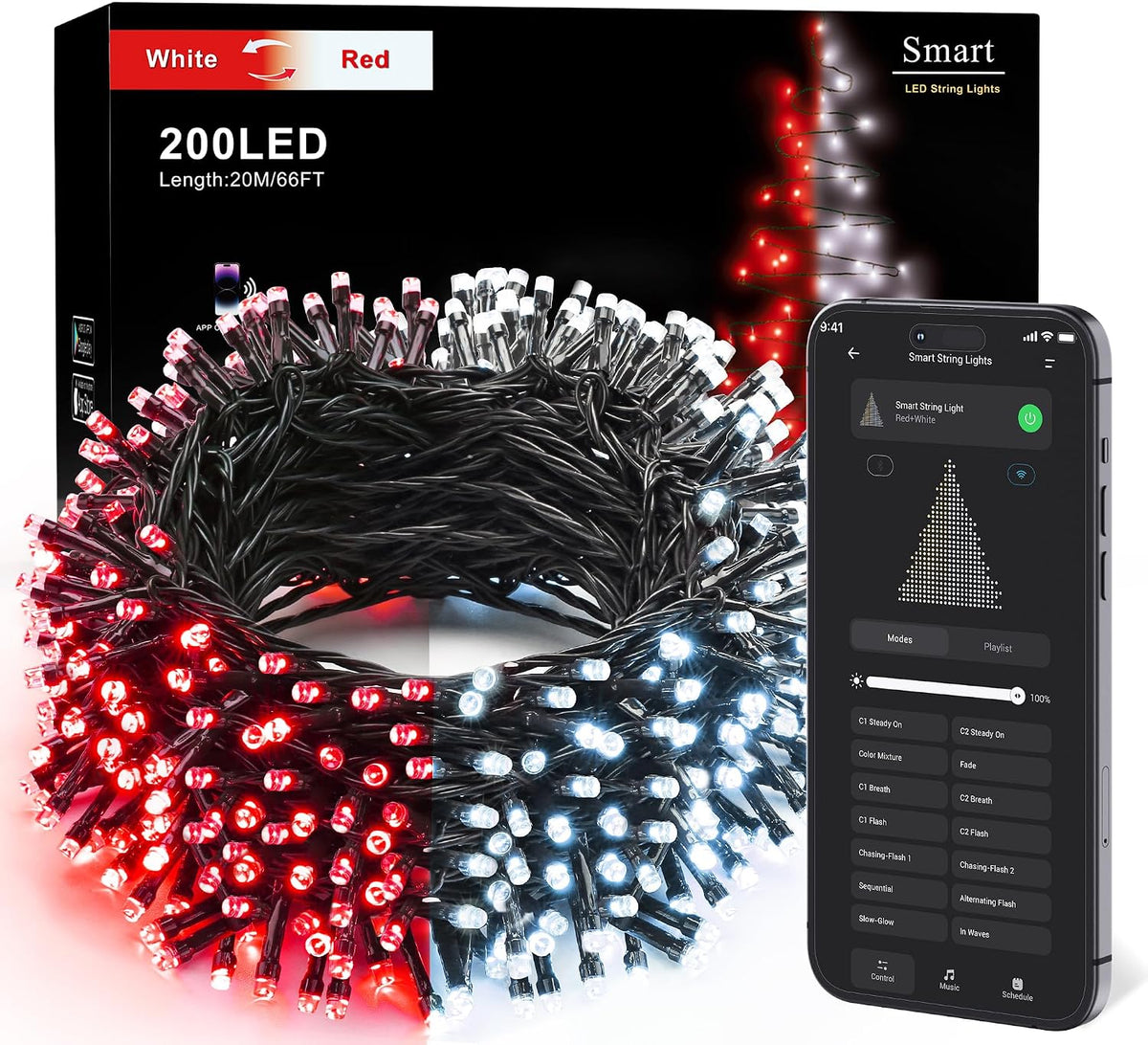 Brizled - Luces inteligentes para árbol de Navidad, 20 metros \/ 66...