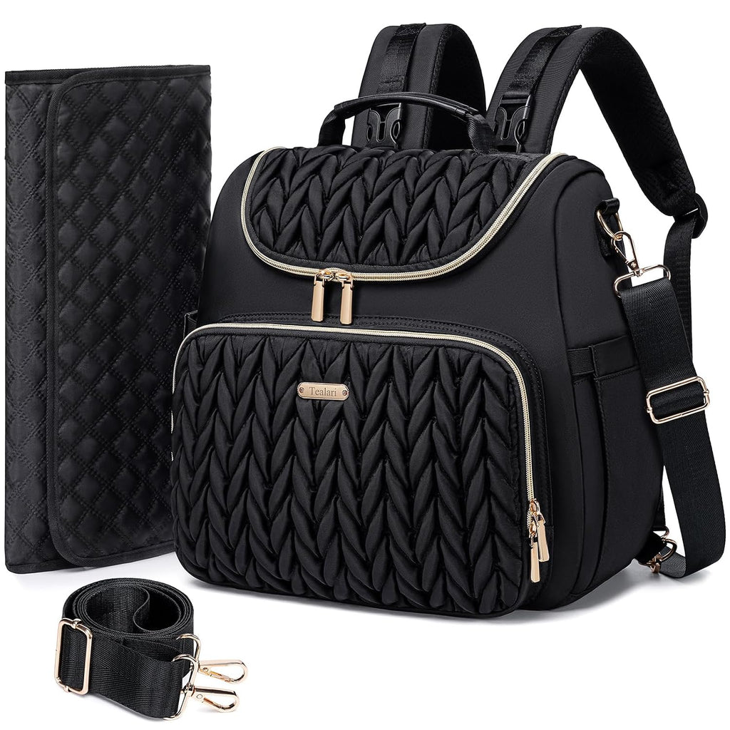 Tealari Mochila de pañales convertible 4 en 1, bolsa de pañales imp...