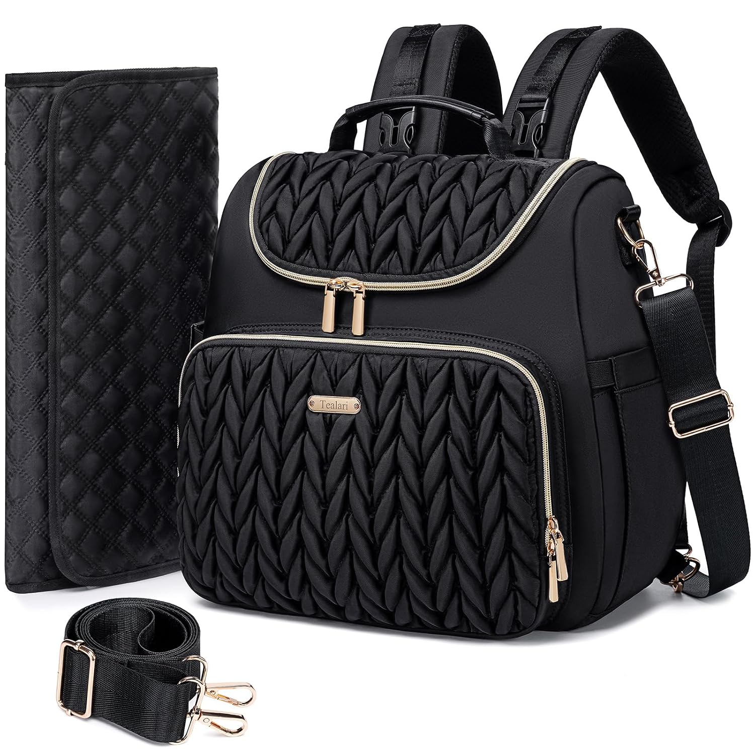 Tealari Mochila de pañales convertible 4 en 1, bolsa de pañales imp...
