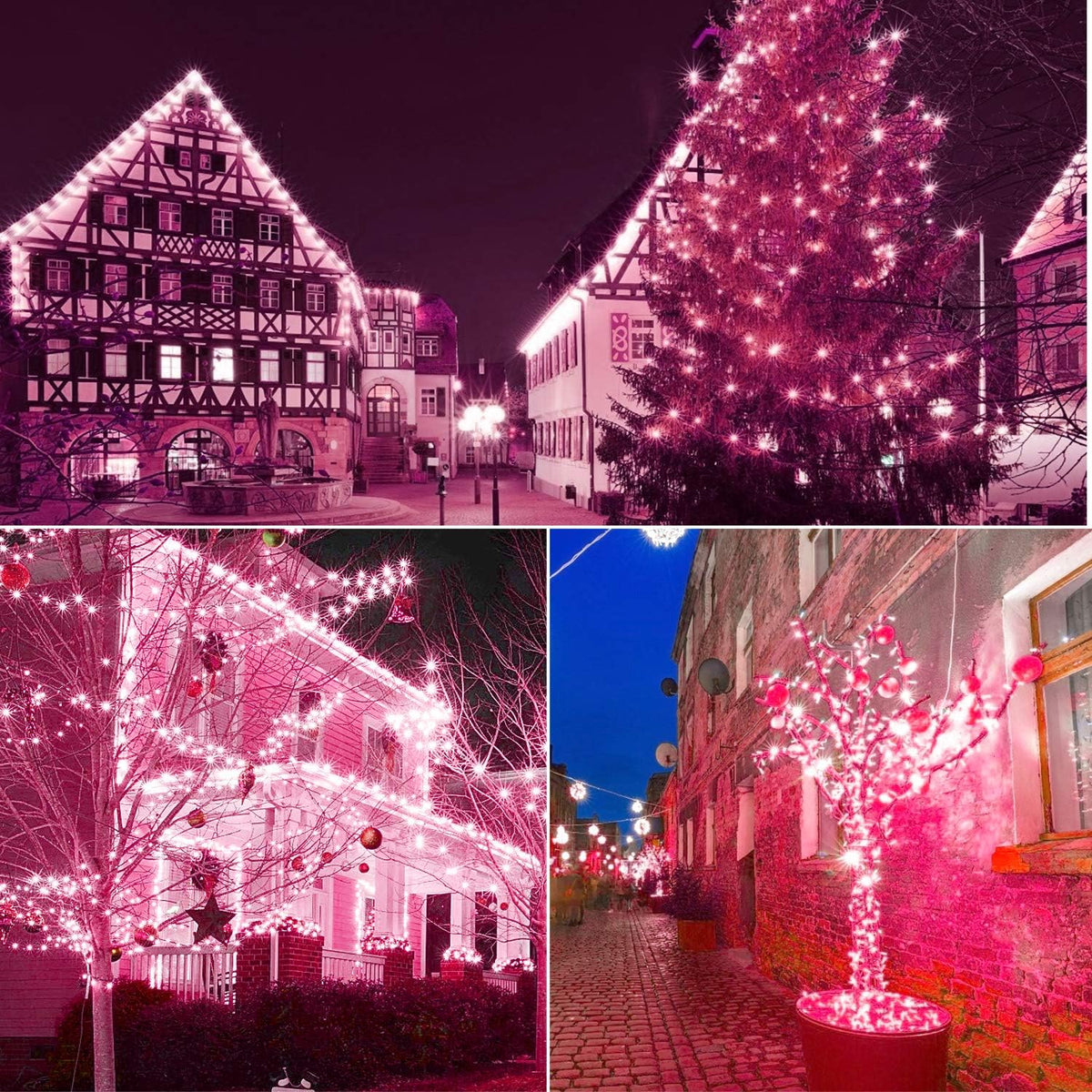 100 luces LED rosas de Navidad \u2013 50 pies 0.197 in de color ros...