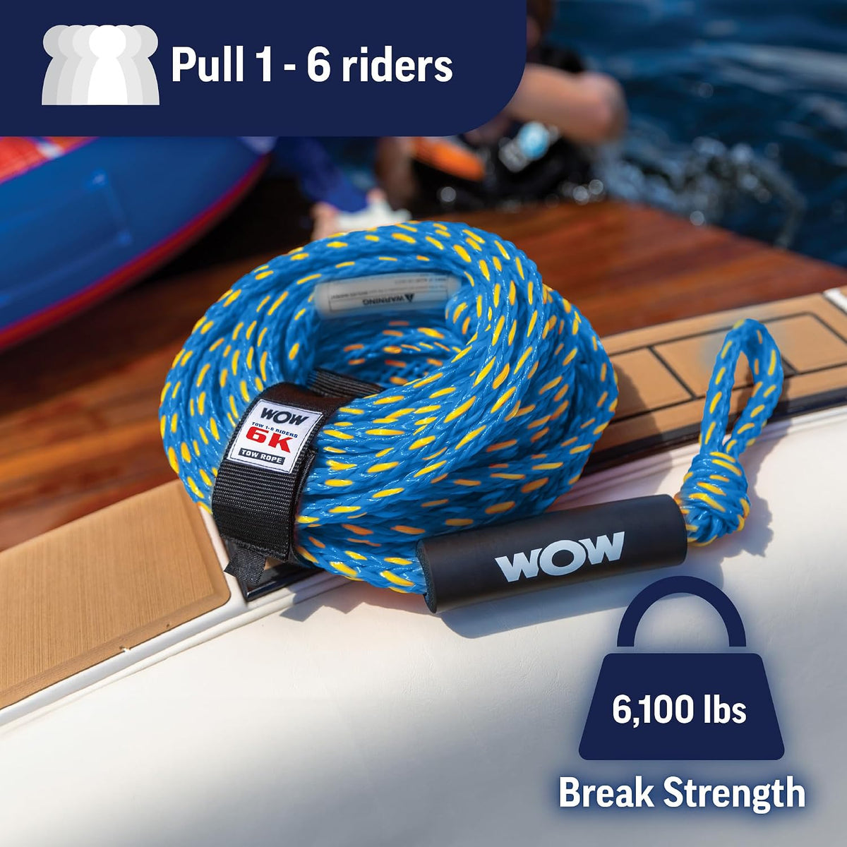 WOW Sports - Cuerda de remolque de 6 k y 60 pies con boya de espuma...