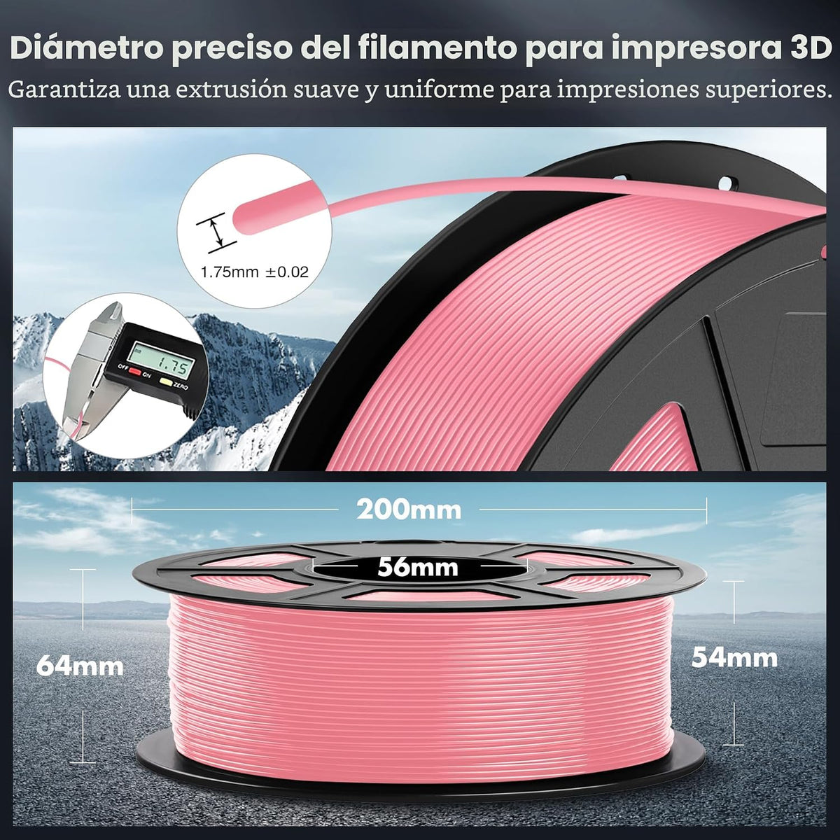 SUNLU Filamento PLA para impresora 3D, rosa, 2.2 lbs | Filamento PL...