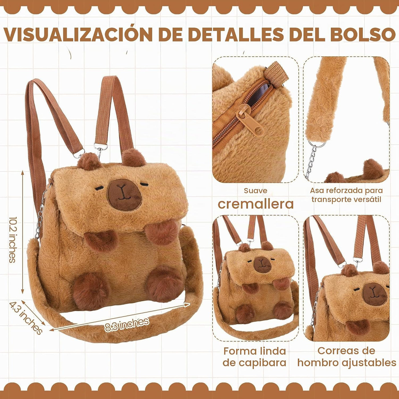 Aodaer Set de 75 piezas de juguete de peluche de capibara con llave...