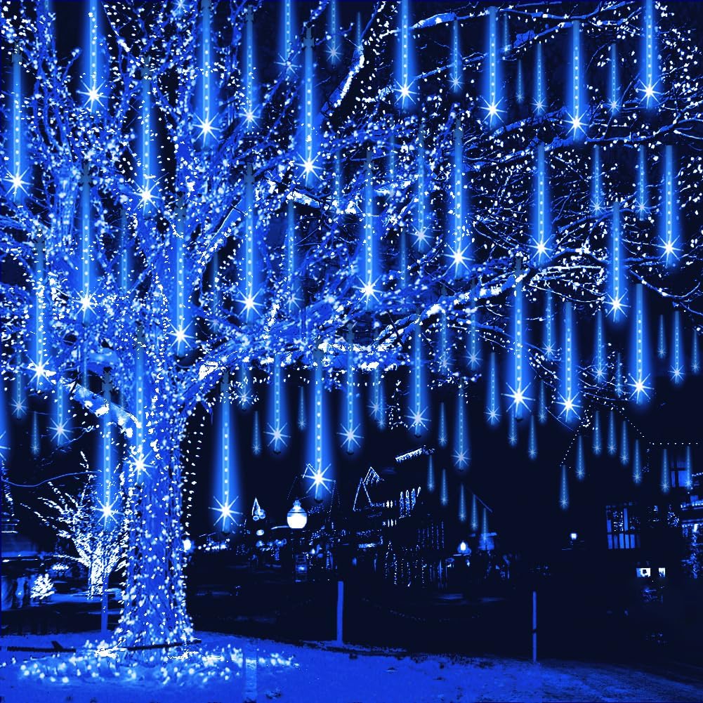 Weepong Luces de Navidad de lluvia de meteoritos para exteriores co...