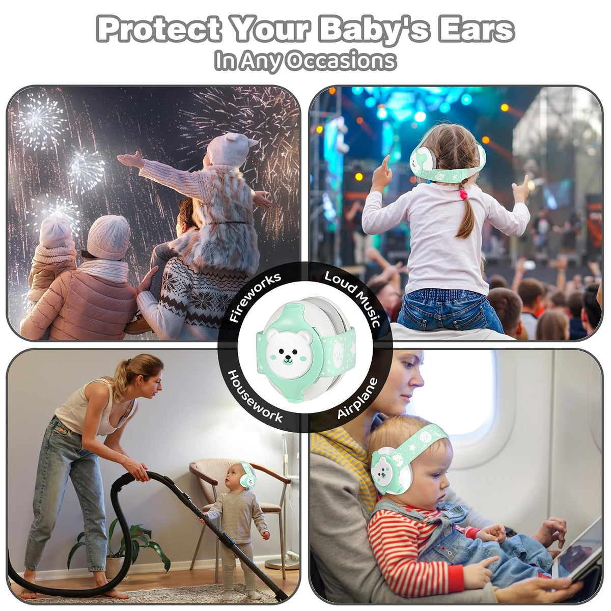 YomauiYee Orejeras para bebé, Auriculares para bebés con cancelació...