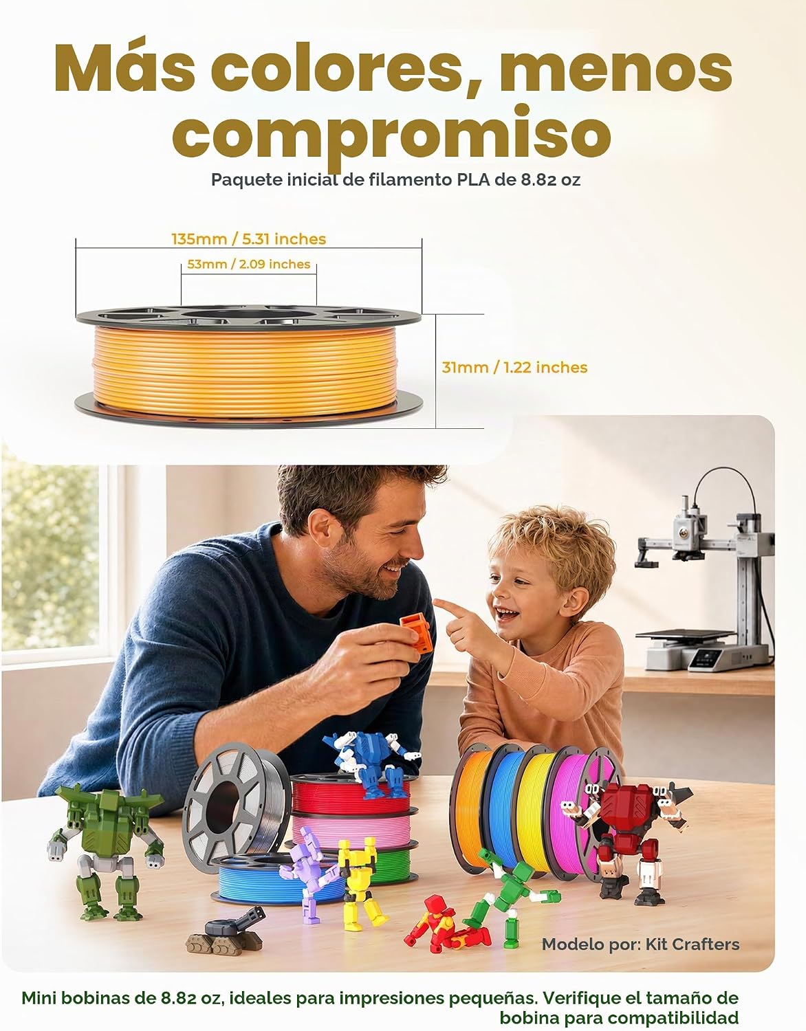 YOOPAI Filamento PLA de 0.07 in, 8.82 oz PLA+ y paquete mate y sedo...
