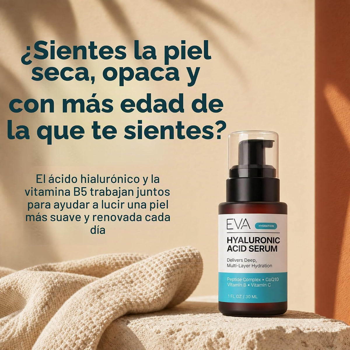 Eva Naturals - Suero facial de ácido hialurónico, antienvejecimient...