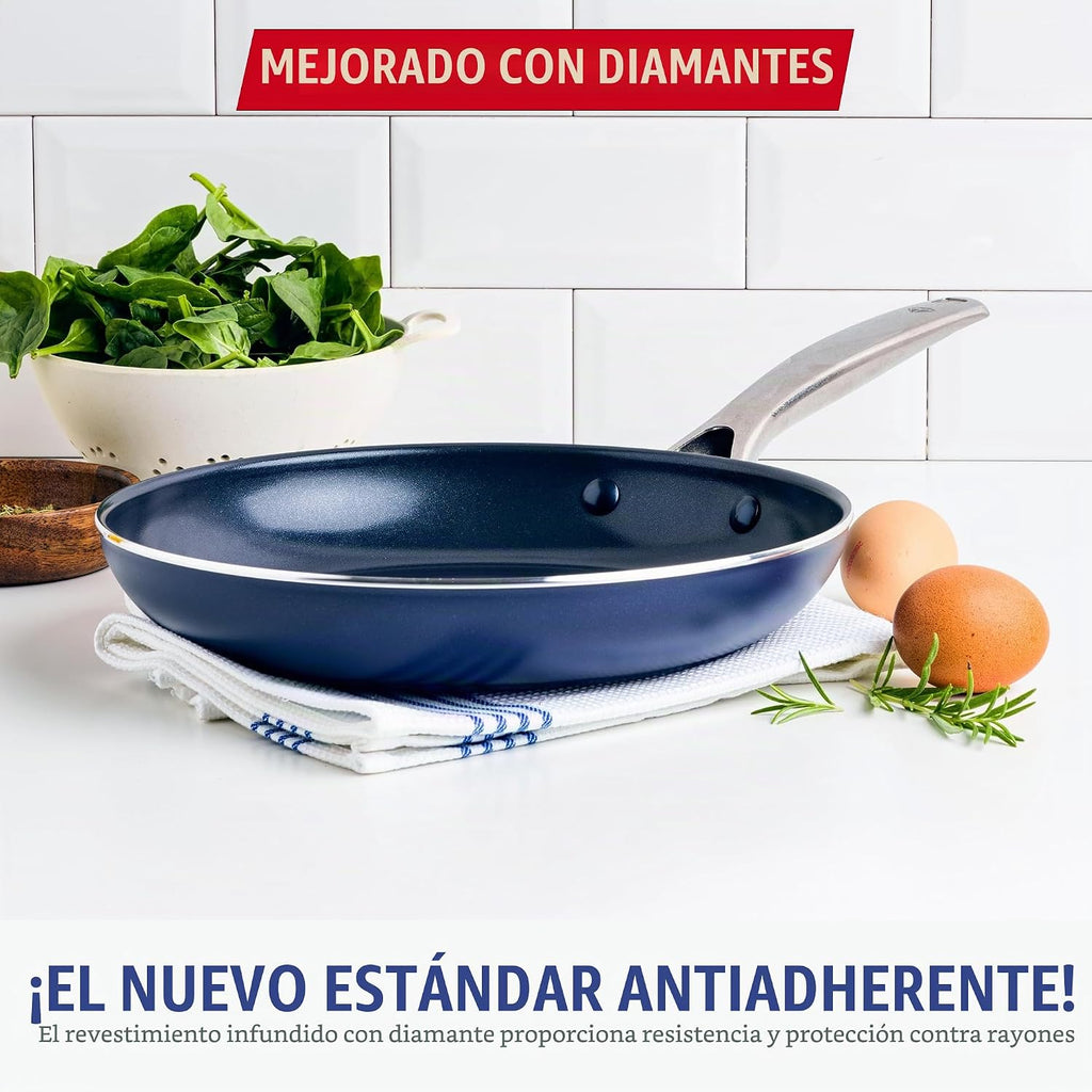 Blue Diamond - Sartén antiadherente de 10 pulgadas con infusión de...