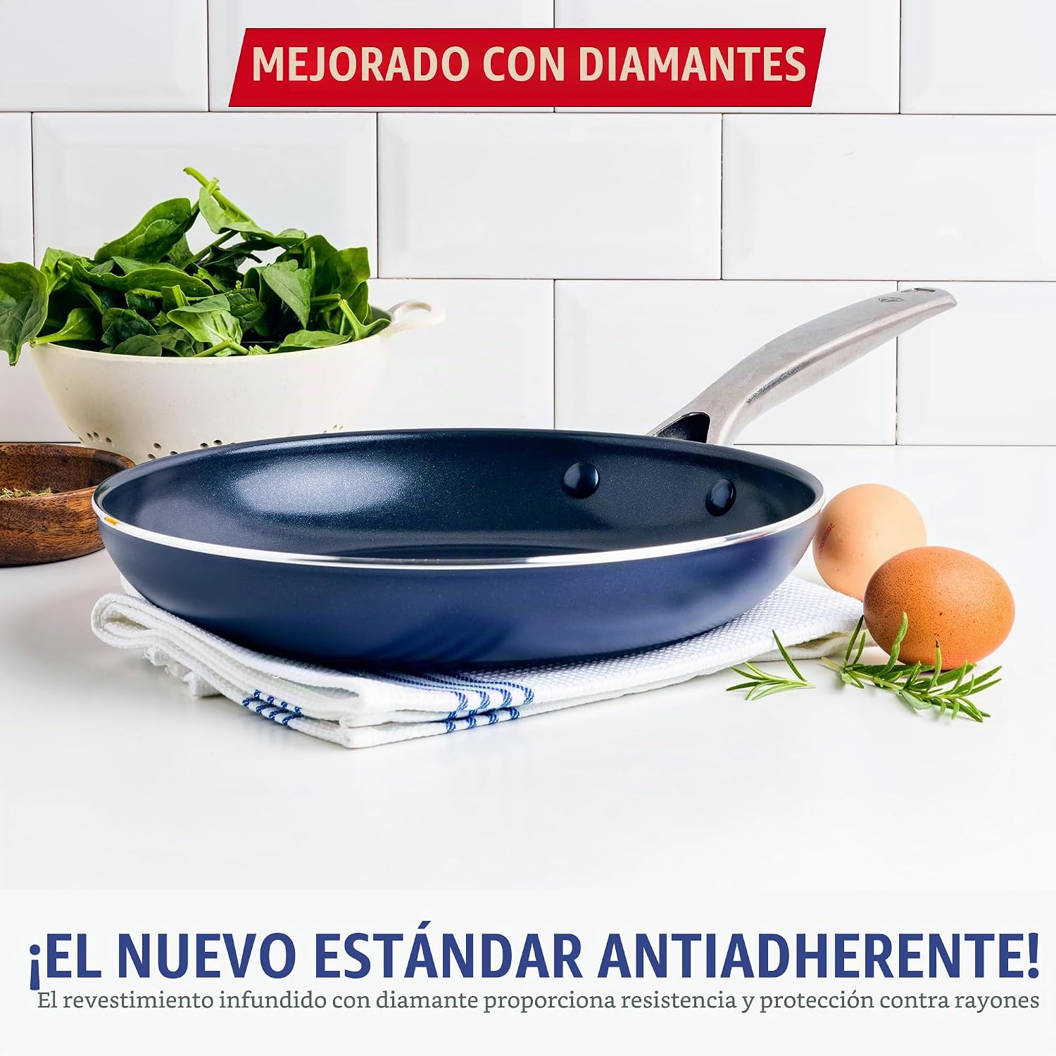 Blue Diamond - Sartén antiadherente de 10 pulgadas con infusión de...