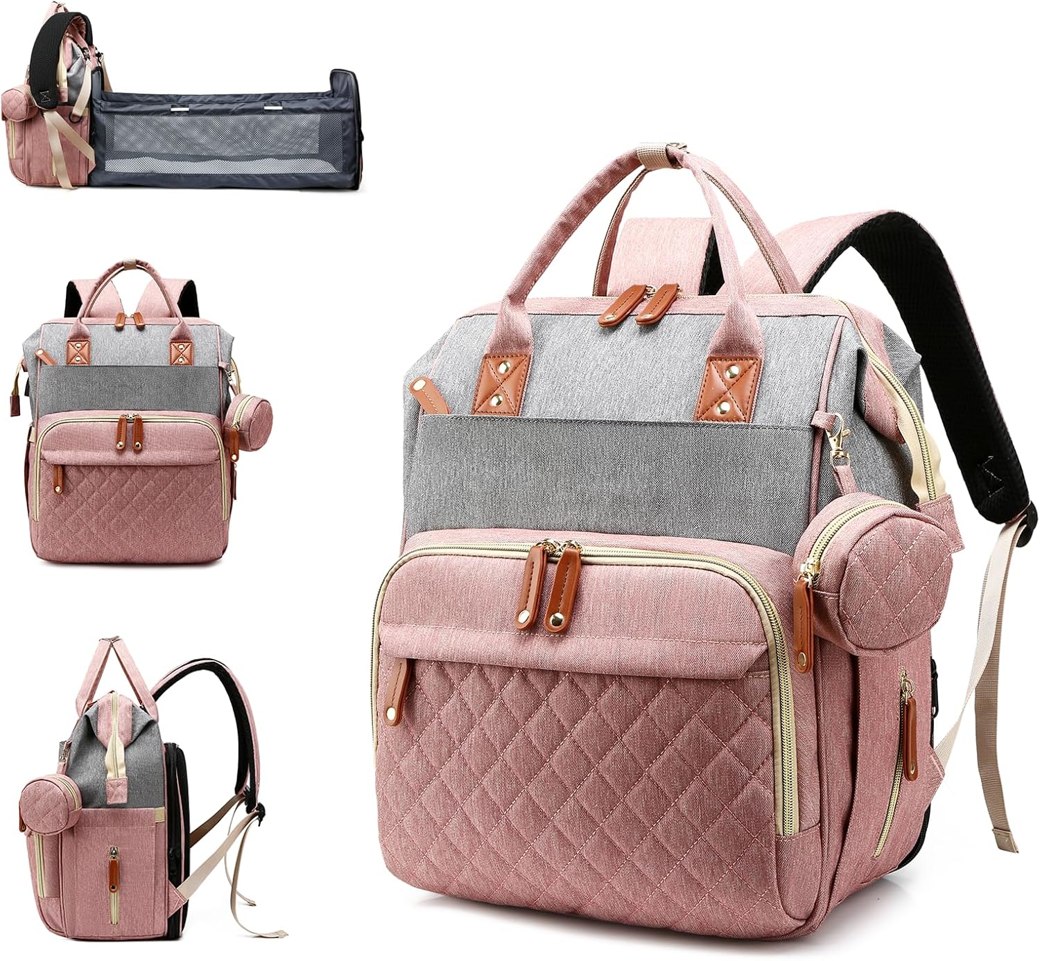 Lamroro Bolsa de pañales con cambiador, mochila impermeable 3 en 1...