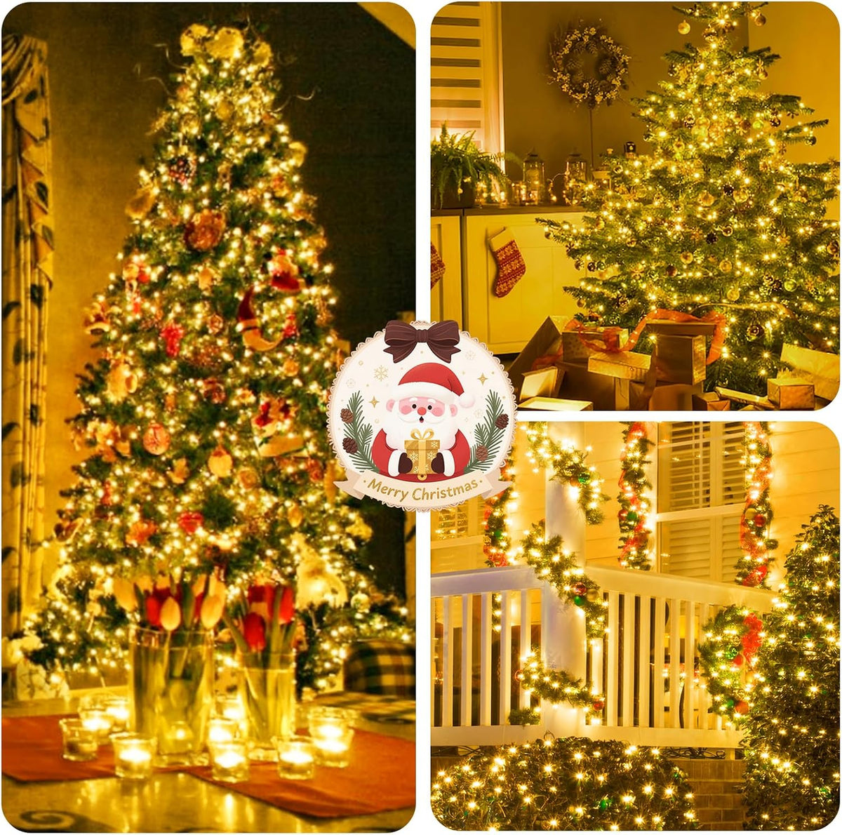 BHCLIGHT Luces de Navidad en racimo de 1500 LED de 75 pies con cont...