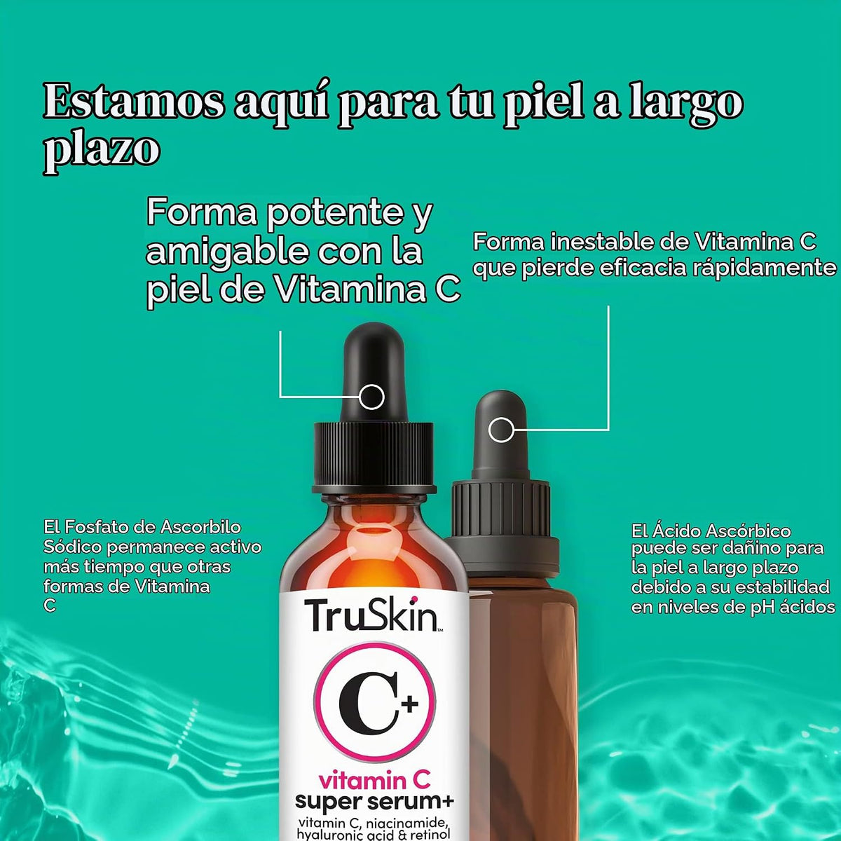 TruSkin Vitamin C-Plus Super Serum - Suero facial antiarrugas antie...