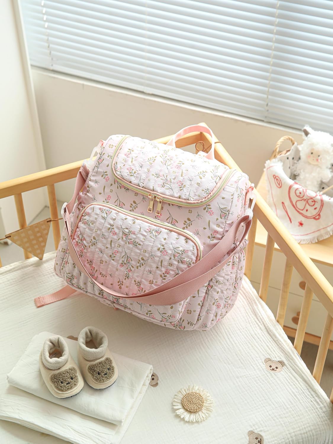 YESFIXS Mochila acolchada para pañales, mochila grande con estampad...