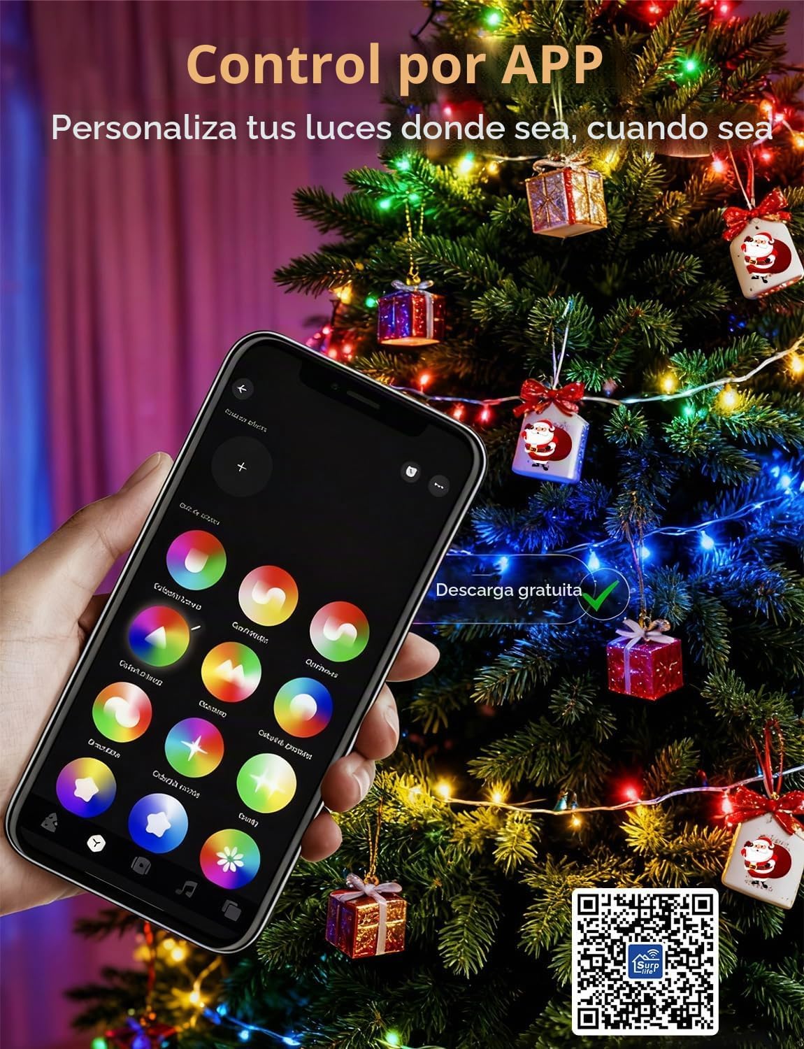 echosari - Guirnalda de luces inteligentes de Navidad de 66 pies qu...