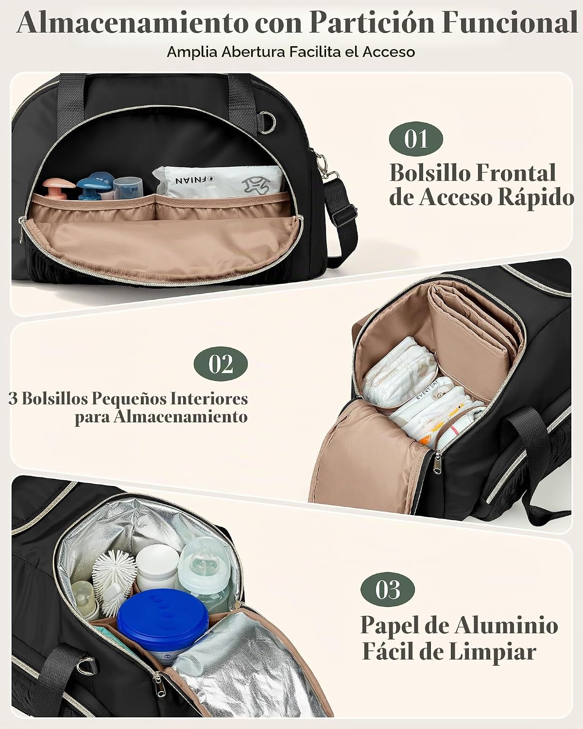 Marscamd Bolsa de pañales con cambiador, bolsas cruzadas grandes pa...