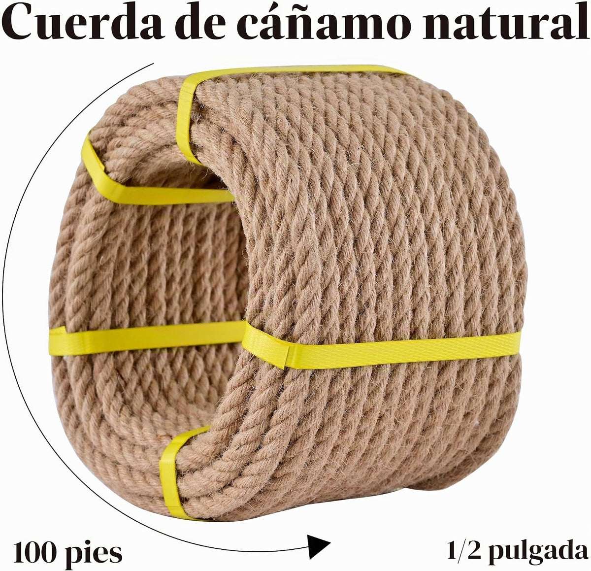 Cuerda de yute de 1\/2 pulgada x 100 pies, cuerda de cáñamo natural...