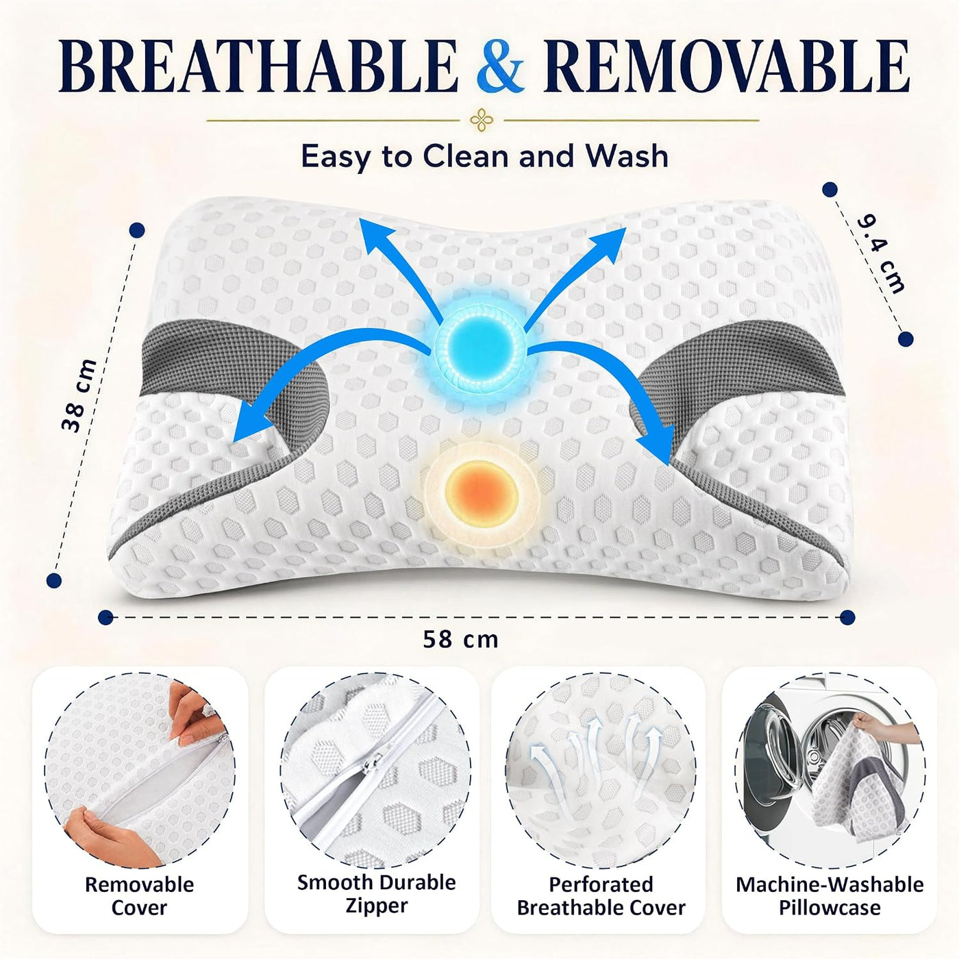 Almohada CPAP HSA\/FSA para personas que duermen de lado, se adapta...
