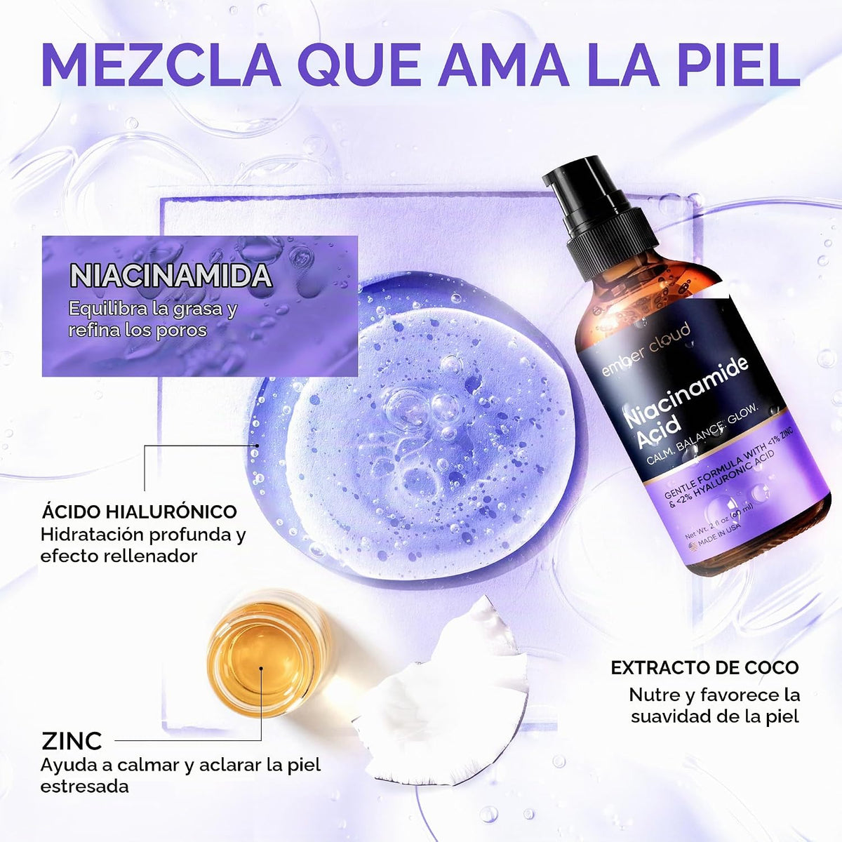 Ember Cloud Suero de niacinamida para rostro 10% con zinc 1% vitami...