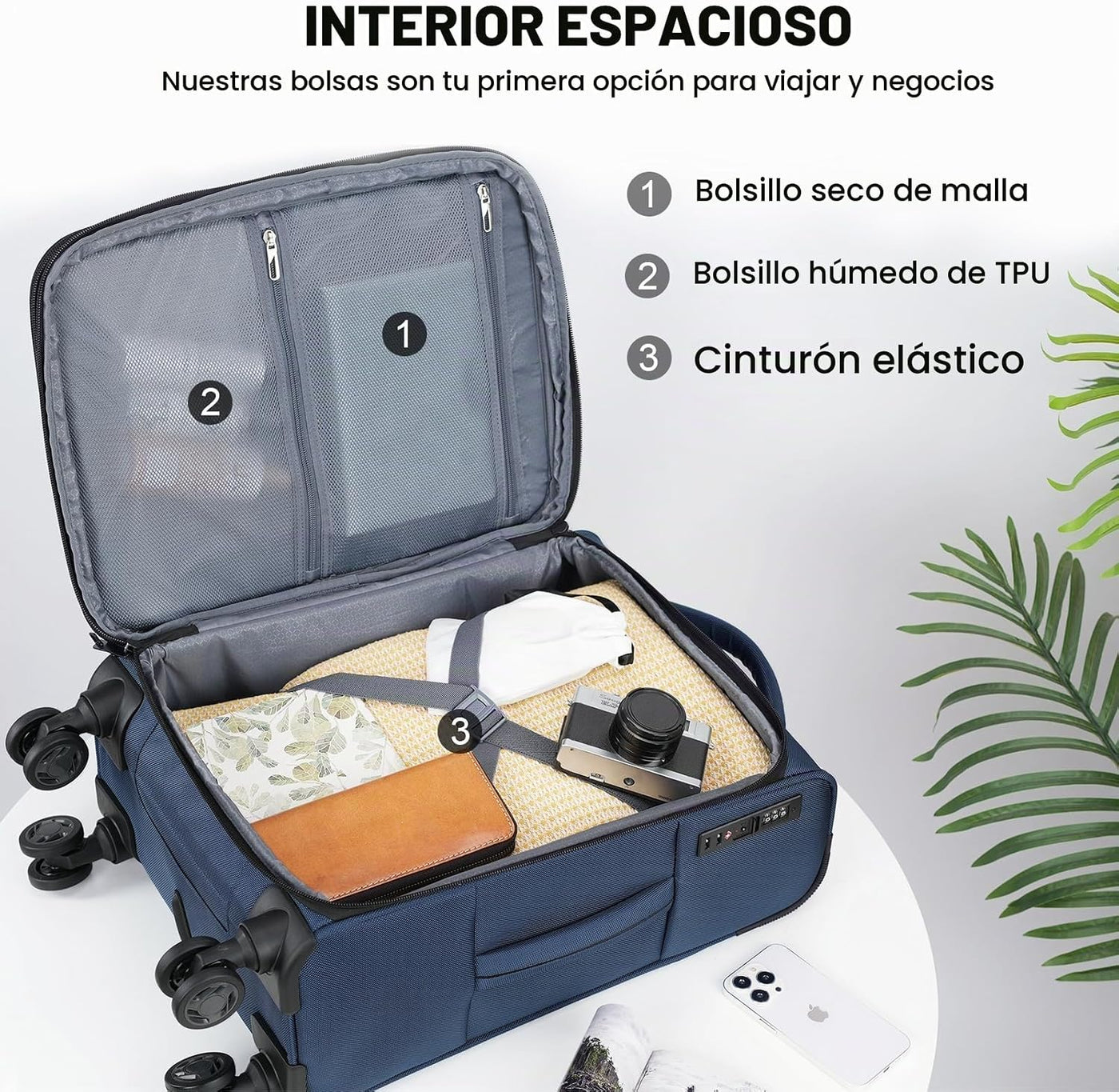 KROSER Softside - Maleta de mano expandible con bolsillos frontales...