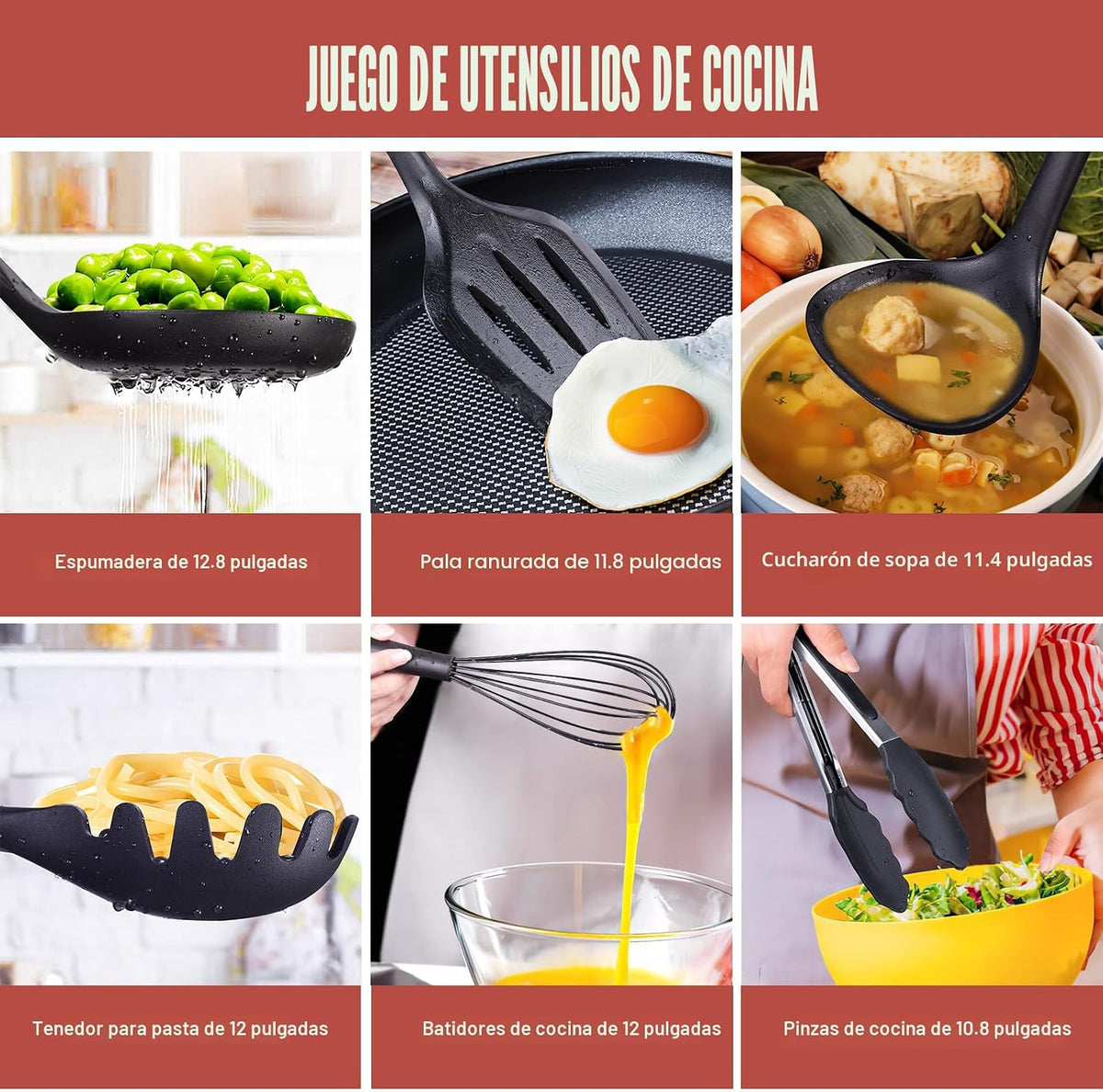RAXCO Juego de utensilios de cocina, 18 piezas, utensilios de cocin...