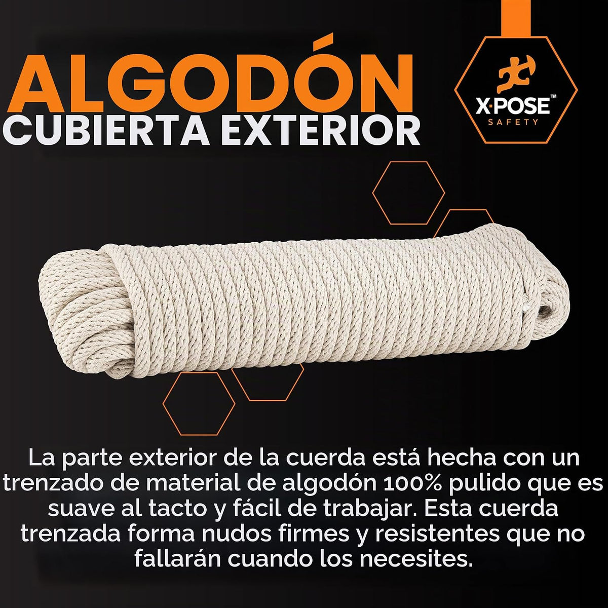 Xpose Safety #10 - Cuerda de algodón blanco con núcleo de nailon de...