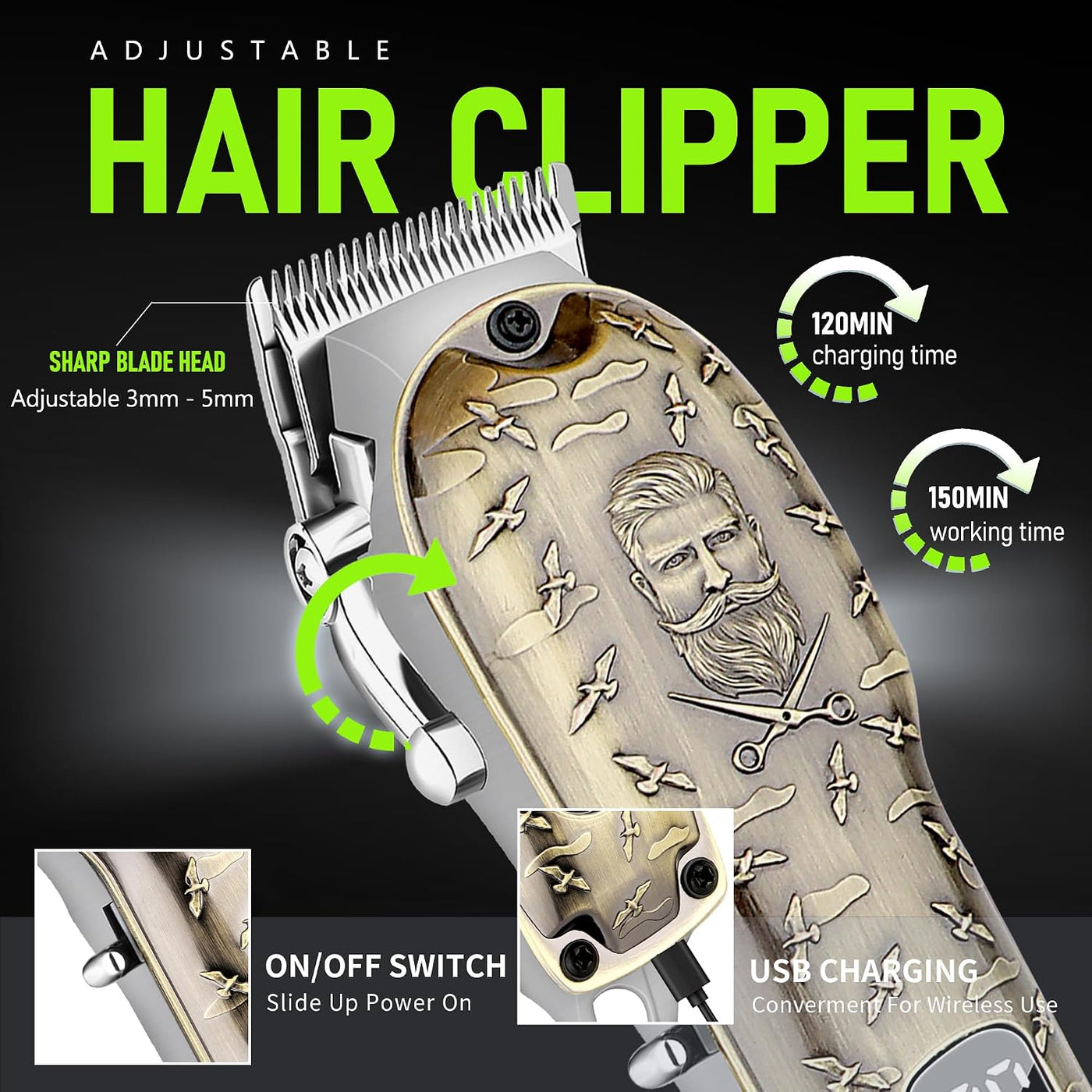 LQT Cortadora de pelo profesional para hombres, cortadora de peluqu...
