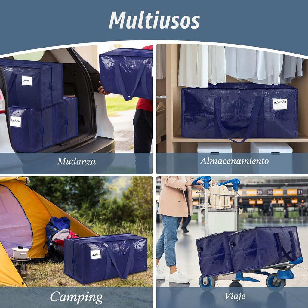 Paquete de 6 bolsas de mudanza grandes extra resistentes con cremal...