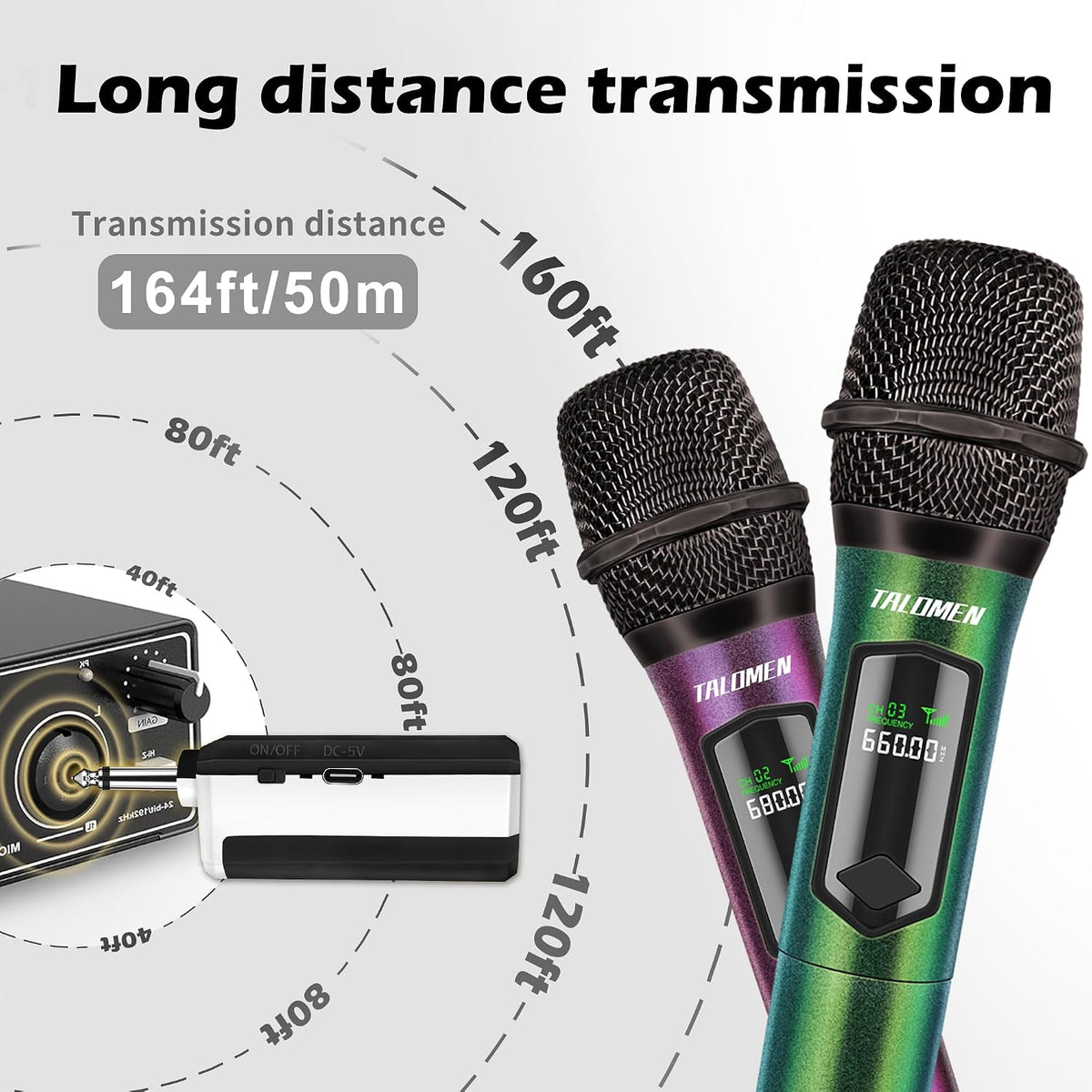 talomen Micrófonos inalámbricos para karaoke, micrófono recargable,...