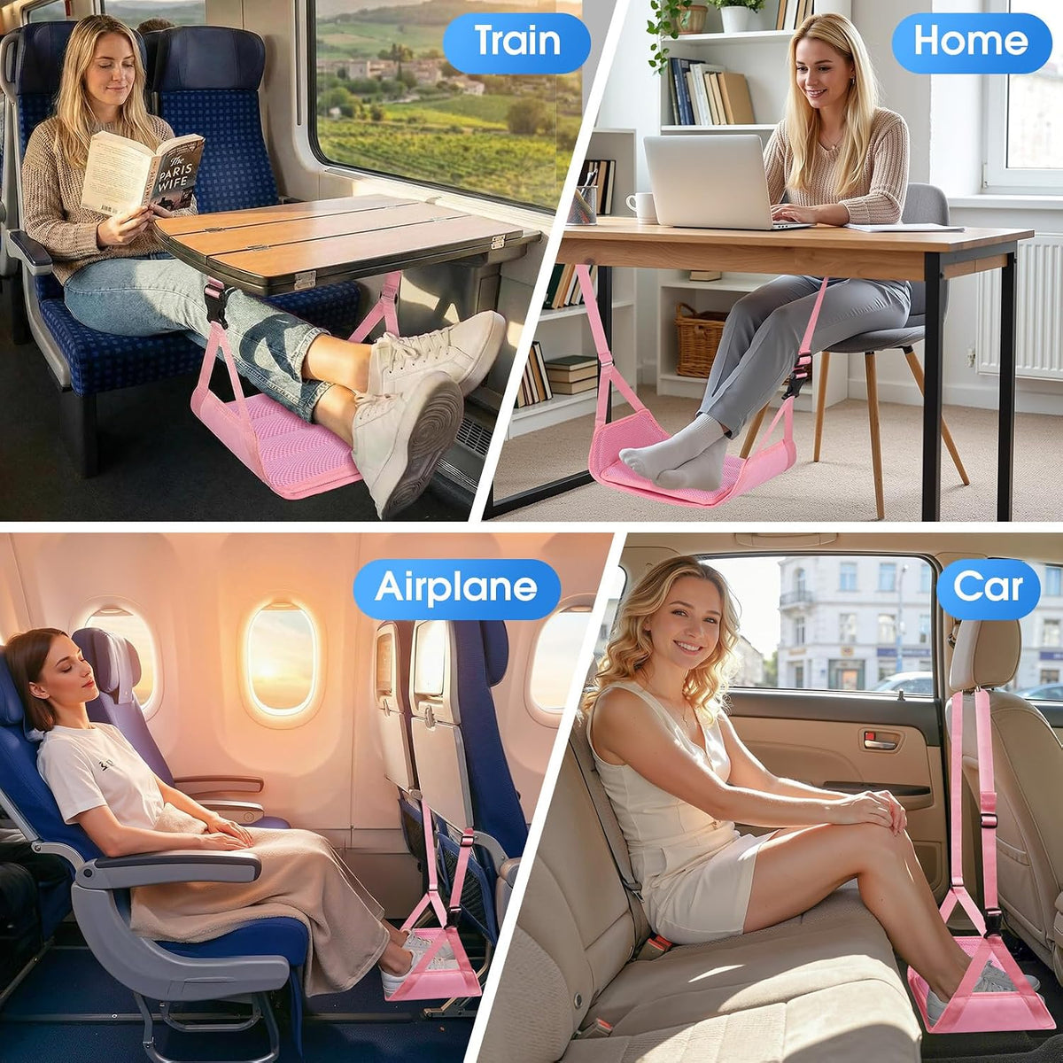 ExploreBliss Reposapiés para avión, hamaca ligera para viajes en av...
