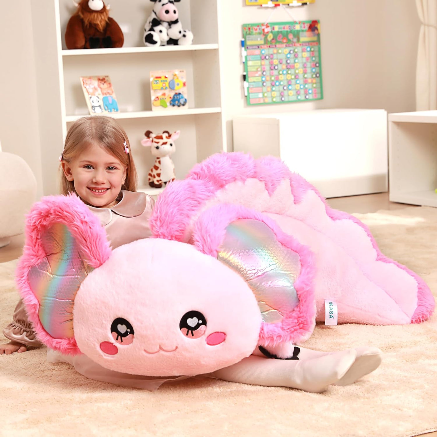 IKASA Juguetes de peluche de axolotl gigante, juguetes grandes y su...
