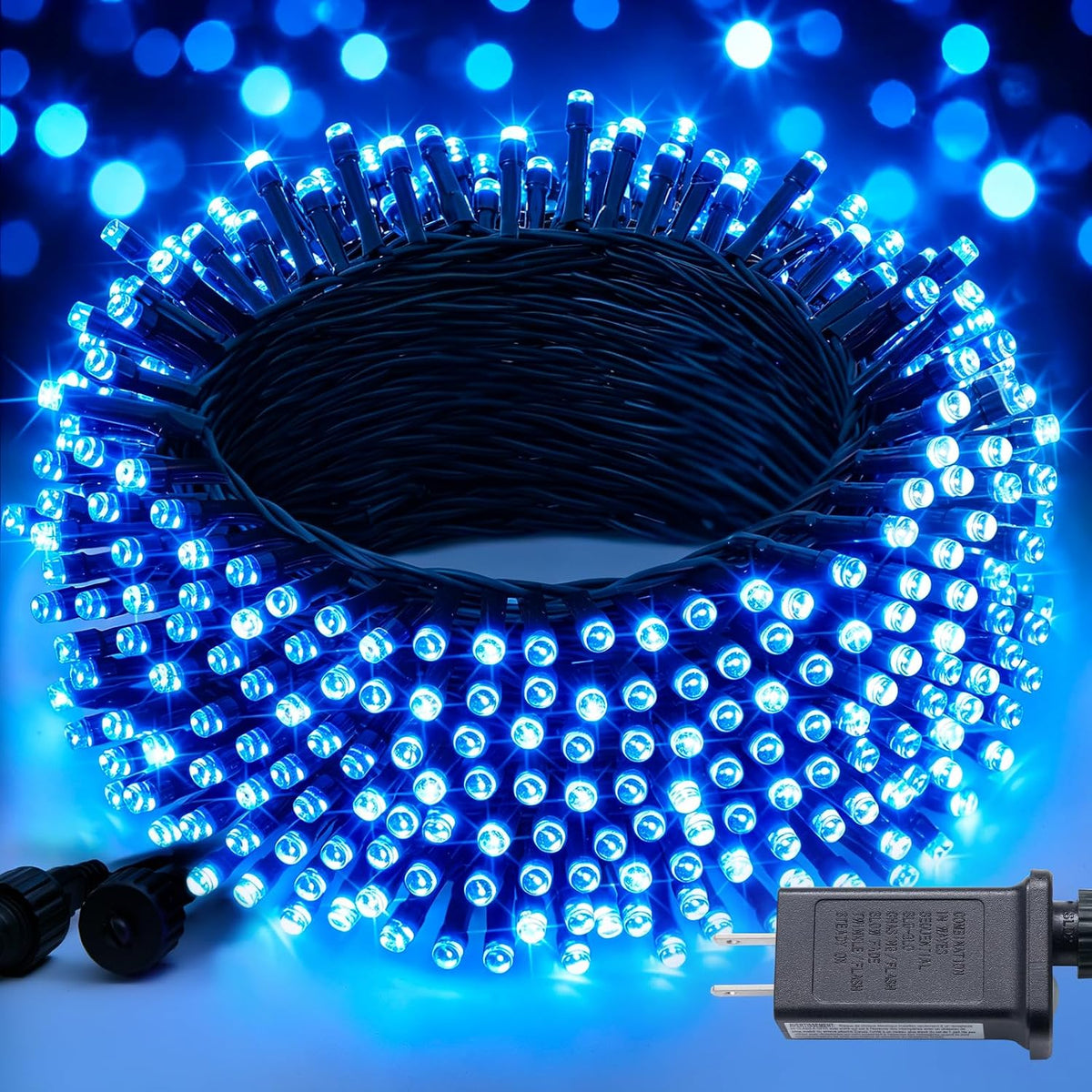 JMEXSUSS - 250 luces LED de Navidad azules conectables, luces de ca...