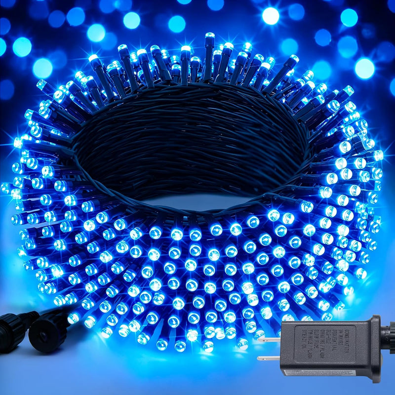 JMEXSUSS - 250 luces LED de Navidad azules conectables, luces de ca...