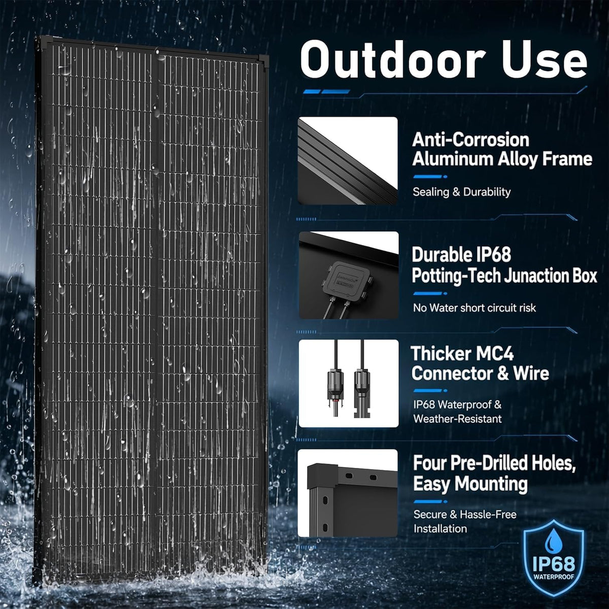 Panel solar tipo N de 600 W de 18BB, 25.6% de eficiencia 12 V PV pa...