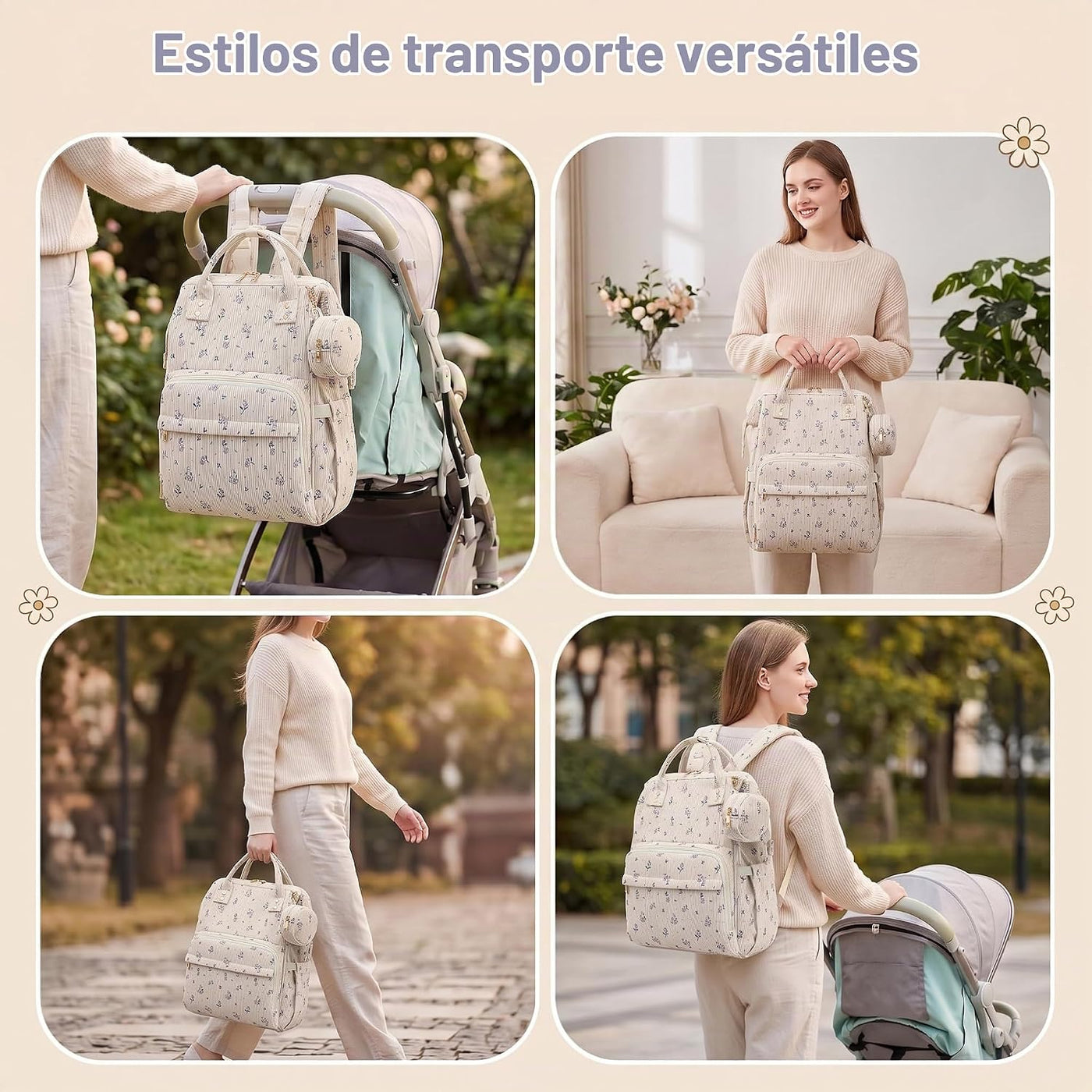 Lrenagao Mochila para pañales de bebé para mamá y papá, bolsa de pa...