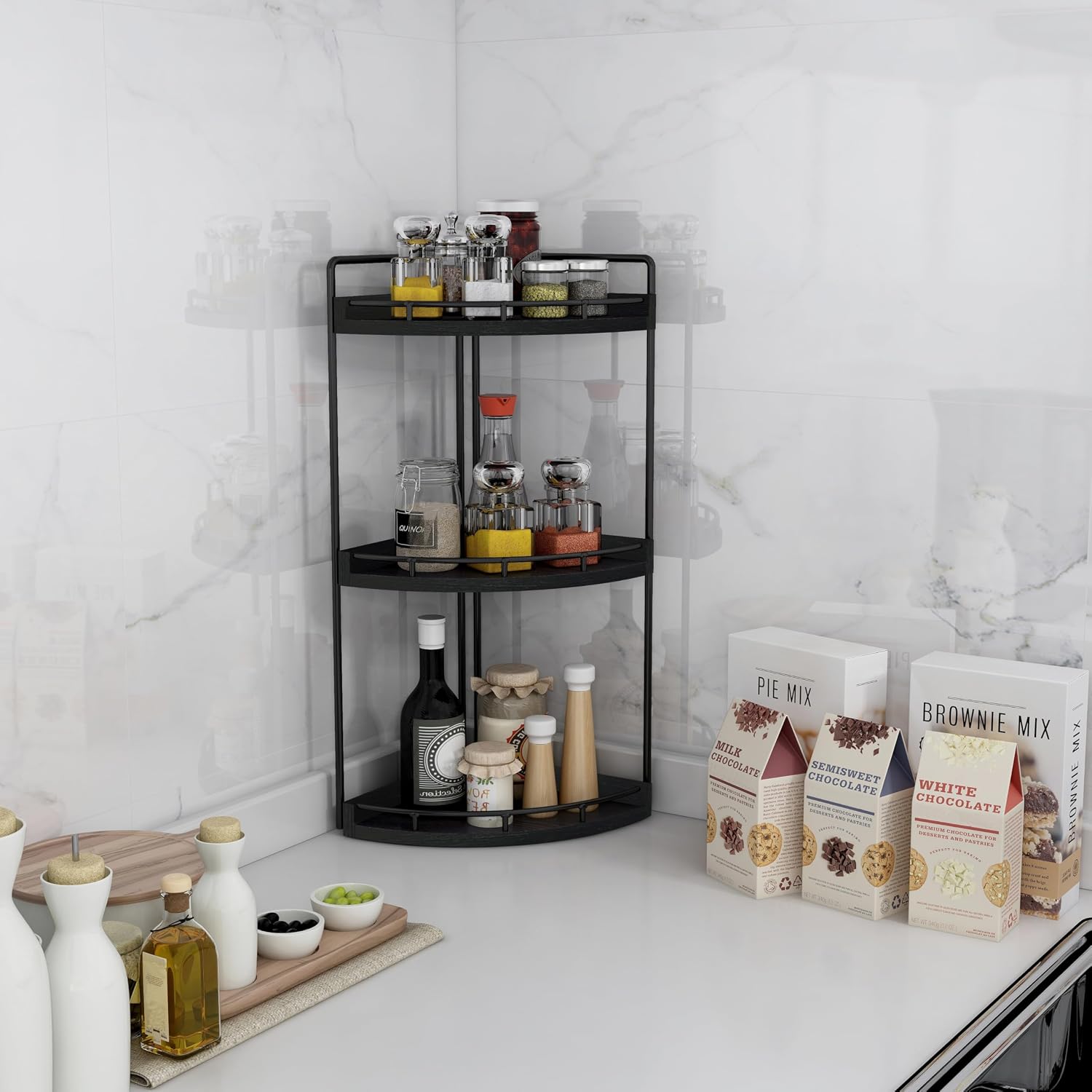 Dorhors Organizador de baño esquinero de 3 niveles para almacenamie...