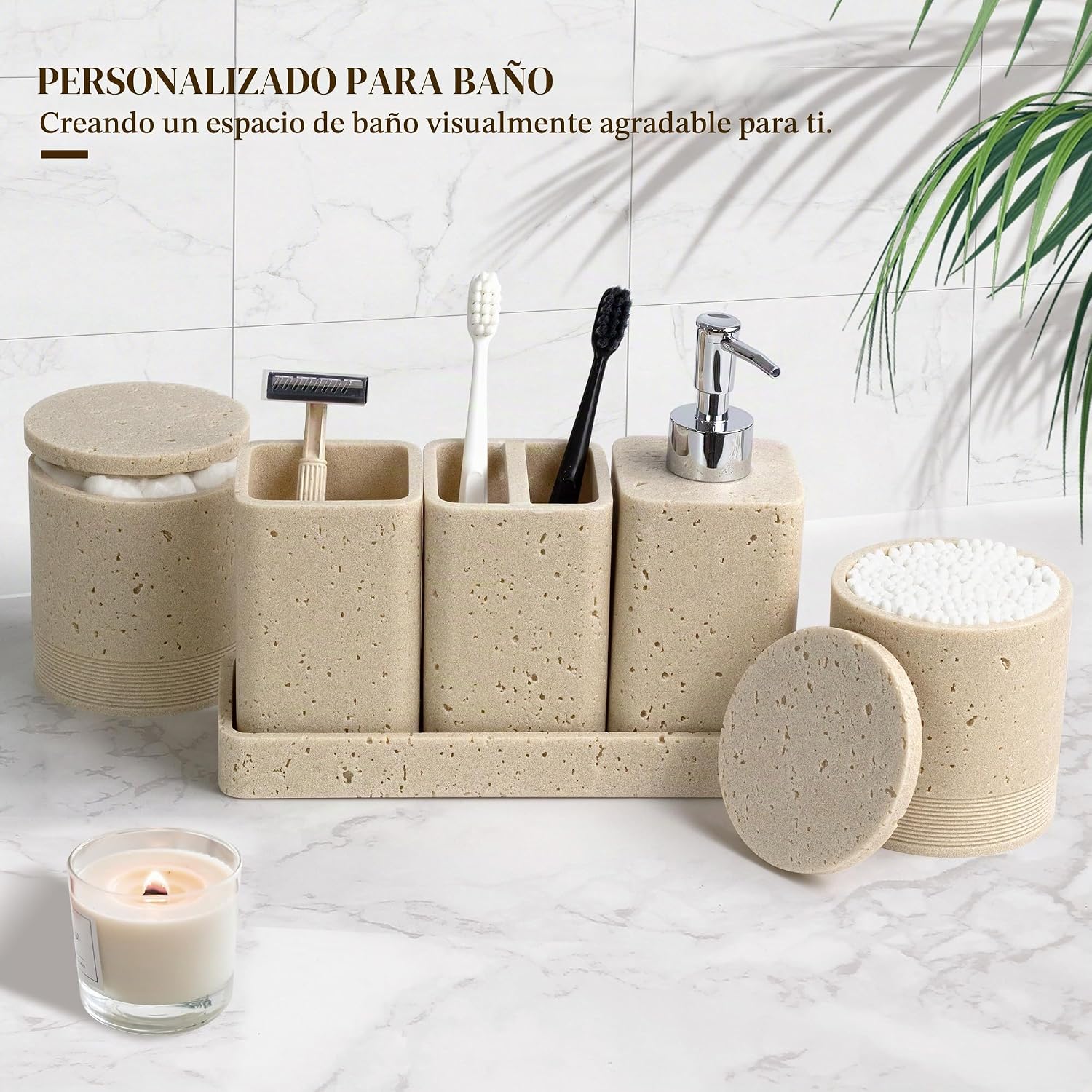Juego de accesorios de baño, juego de baño de 6 piezas con soportes...