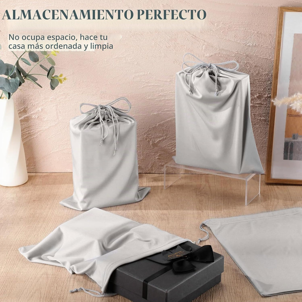 Weewooday - 12 bolsas de satén gris para juguetes para adultos, bol...