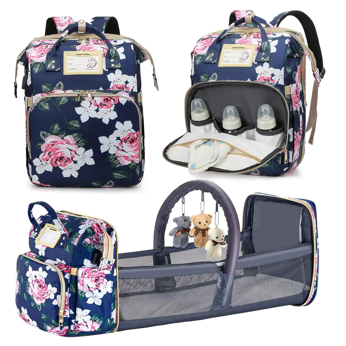 GurZinn Mochila para Pañales con Estación de Cambio, Plegable para...